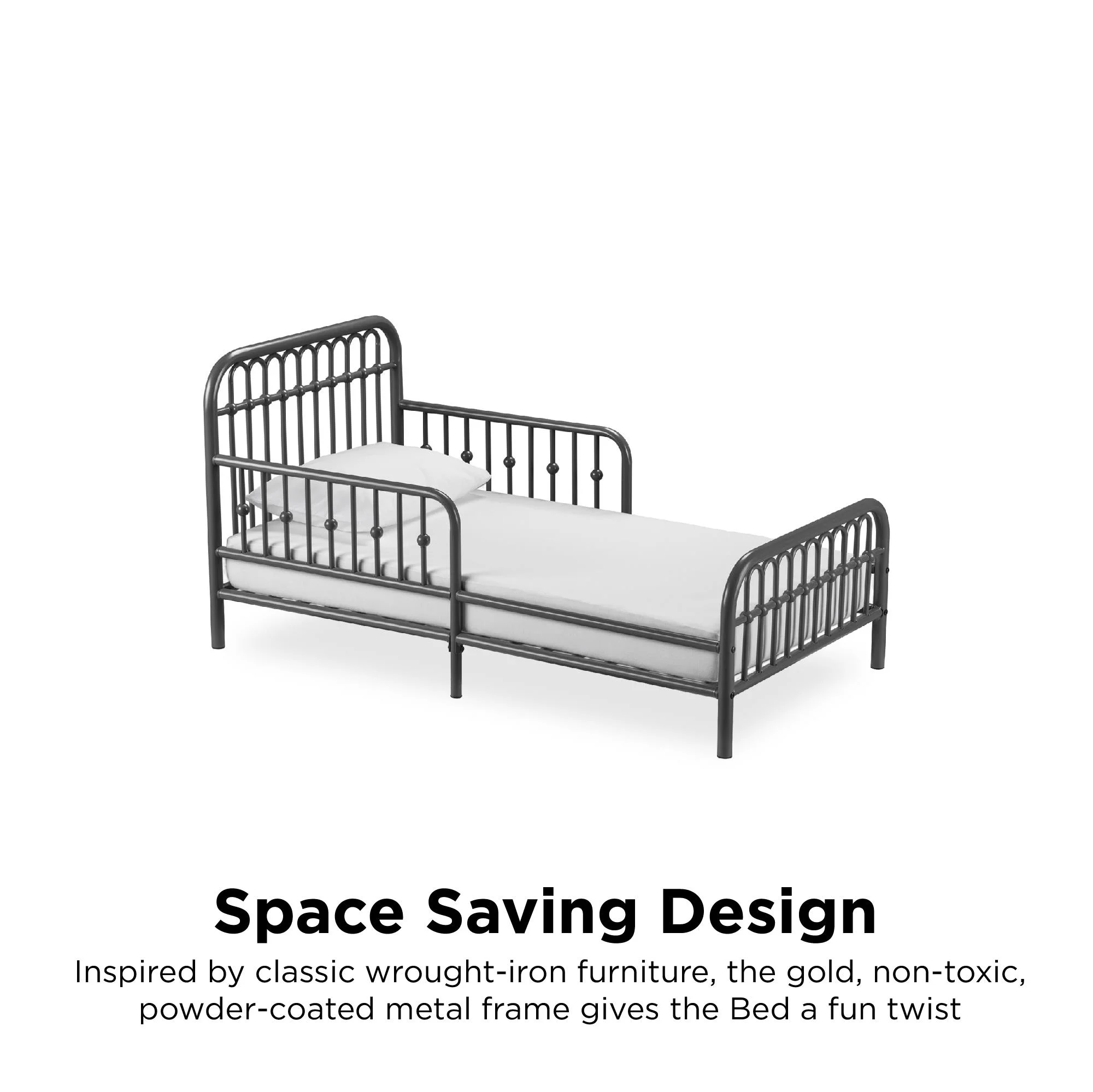 Little Seeds Monarch Hill Ivy Metal Toddler Bed, Graphite Gray