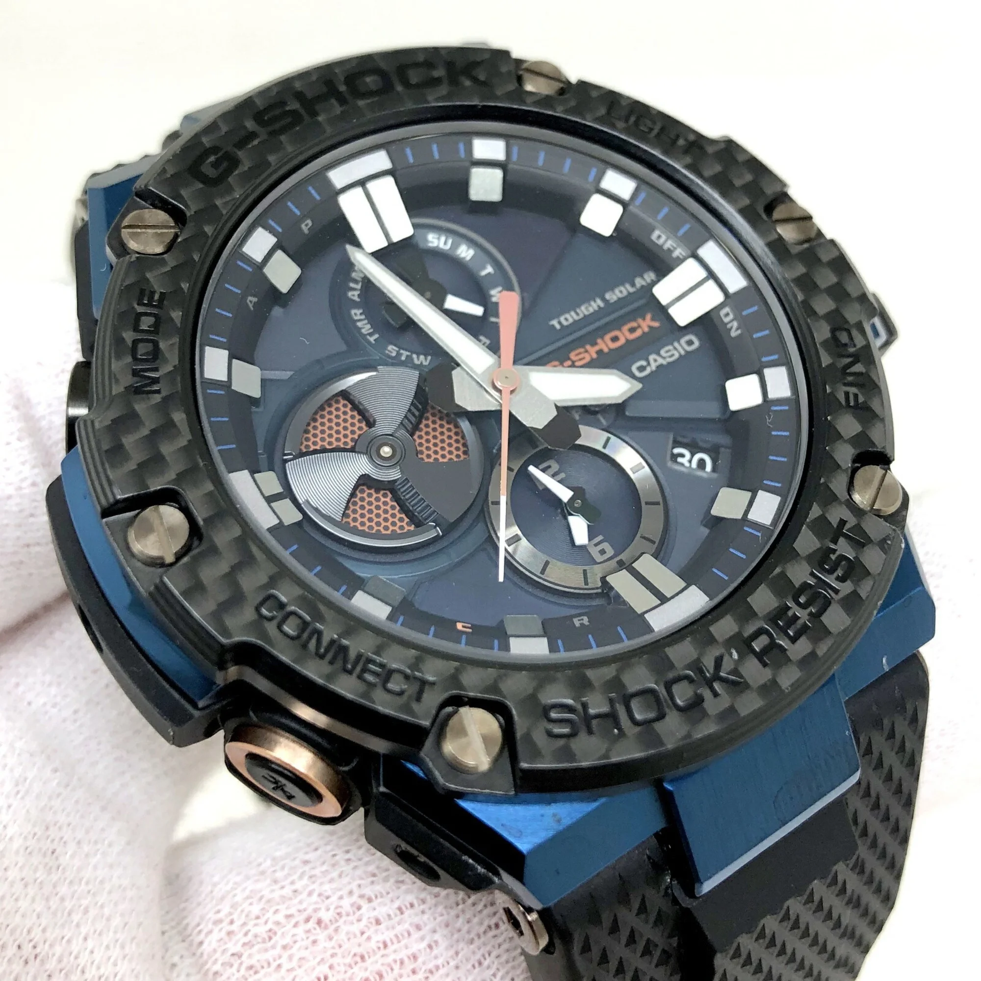 Pre-Owned CASIO Casio G-SHOCK Watch GST-B100XB-2A G-STEEL G Steel Bluetooth Equipped with Toughness Carbon Smartphone Link Tough Solar Black Blue Analog Men's IT9DO8GWZML9 (Good)
