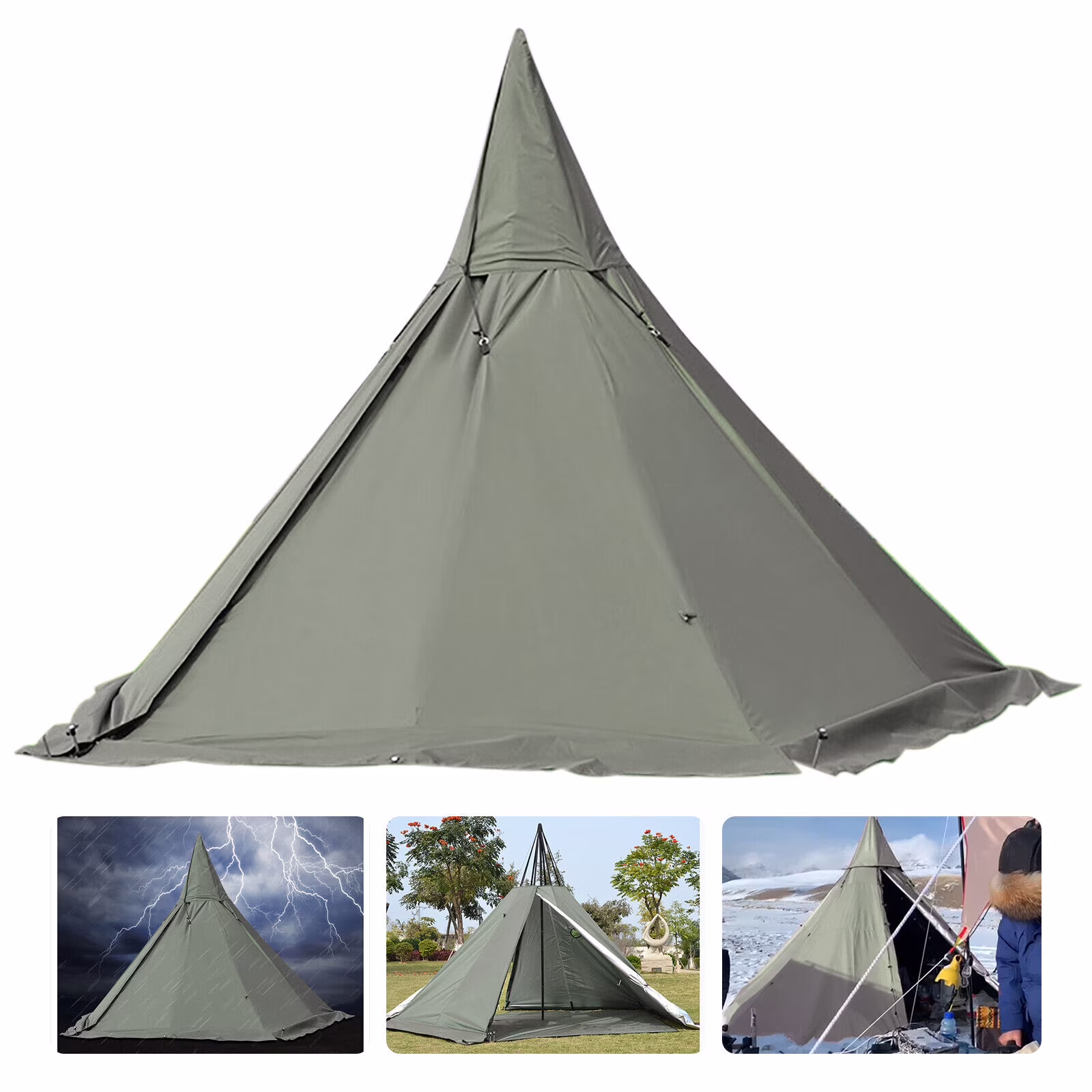 ZhdnBhnos Teepee Tent Pyramid Tent  2 Doors 4 Season Tent Hike Waterproof Reathable Tent Outdoor Camping