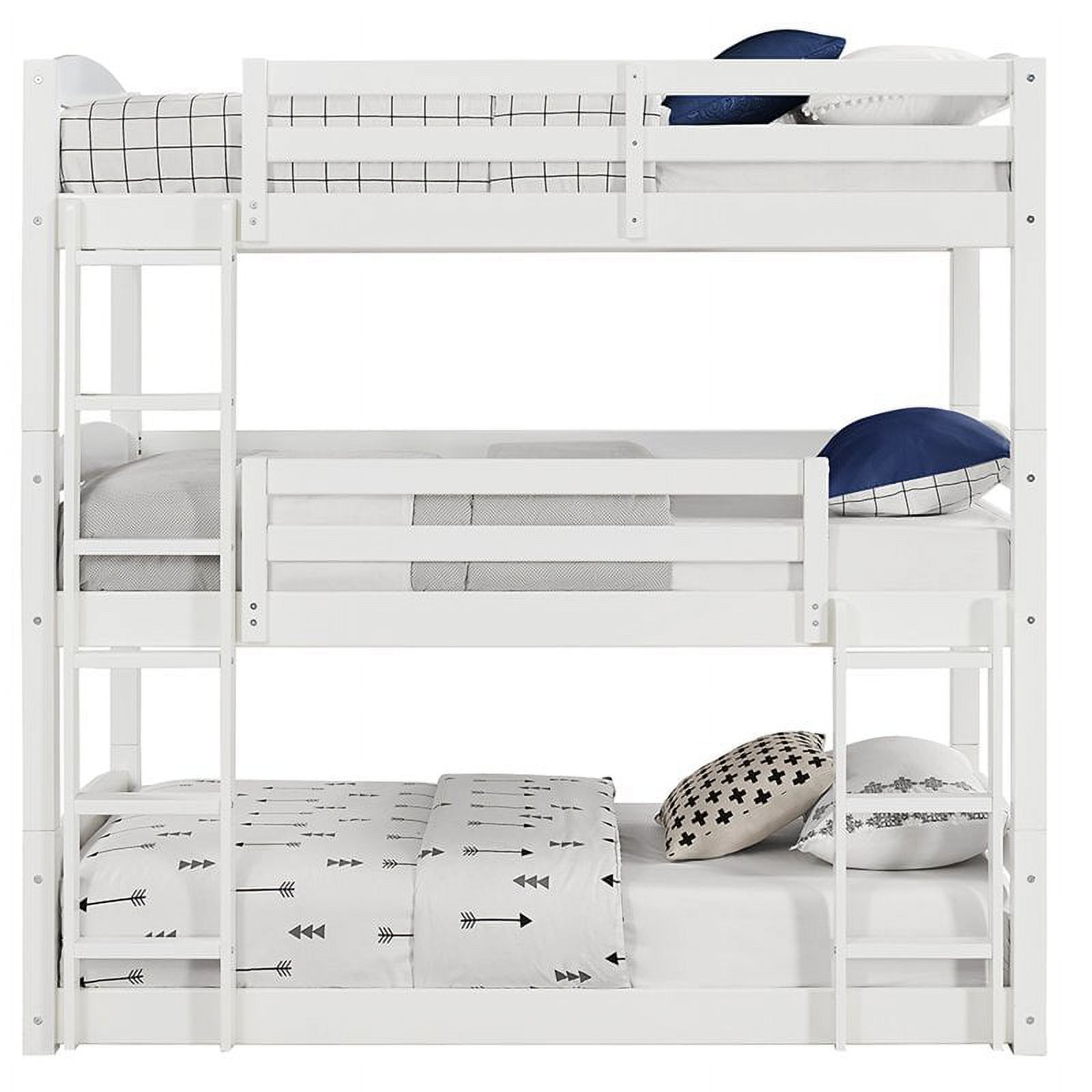 Dorel Living Sierra Traditional Wood Twin Triple Bunk Bed in White