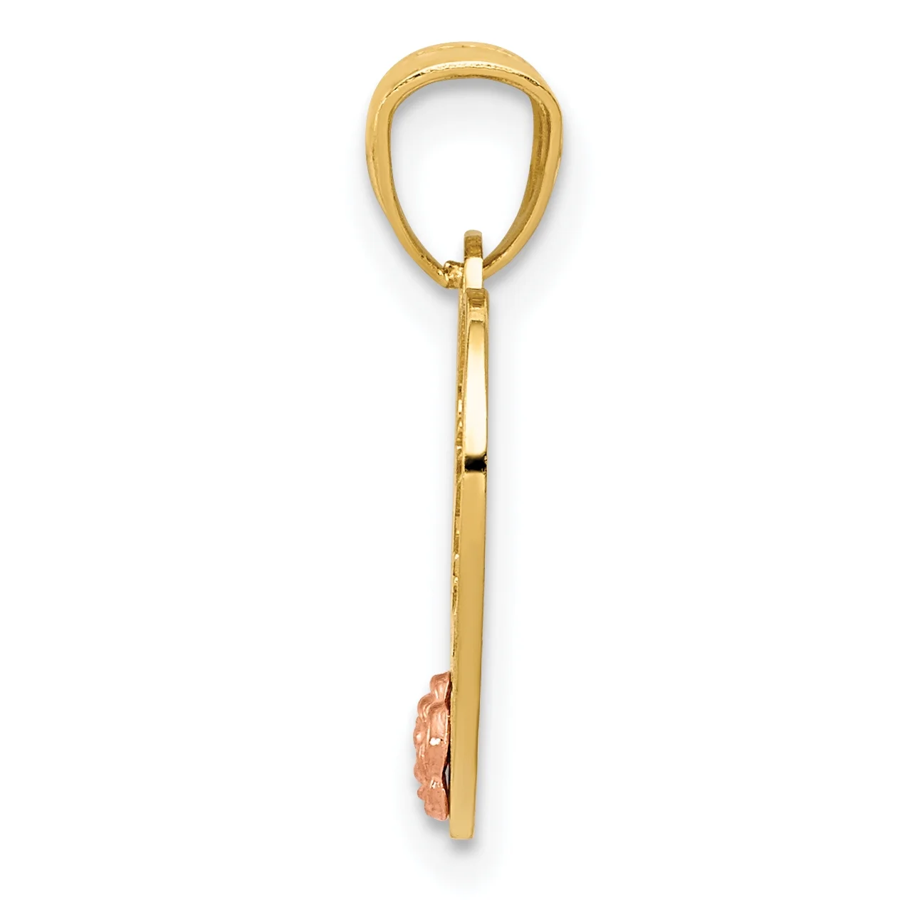 Carat in Karats 14K Two-Tone Gold Two-Tone Big Sister Heart Pendant (20mm X 15mm) With 14K Yellow Gold Light Weight Rope Chain 16