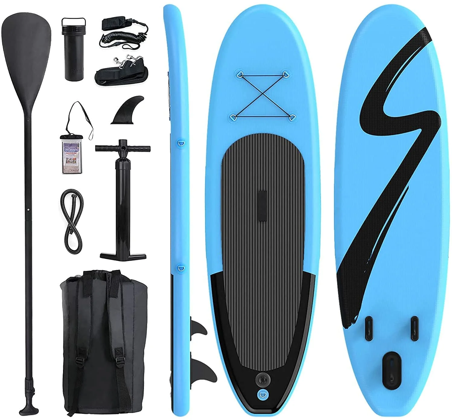 streakboard Inflatable Stand Up Paddle Board Non-Slip Deck with Backpack, Leash, Paddle, Hand Pump & Repair Kit
