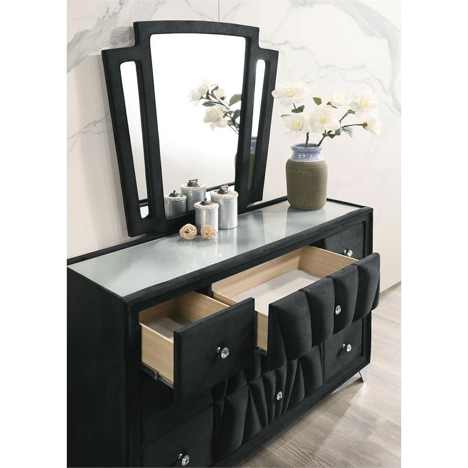 Furniture of America Sakan Transitional Fabric Upholstered Dresser in Black
