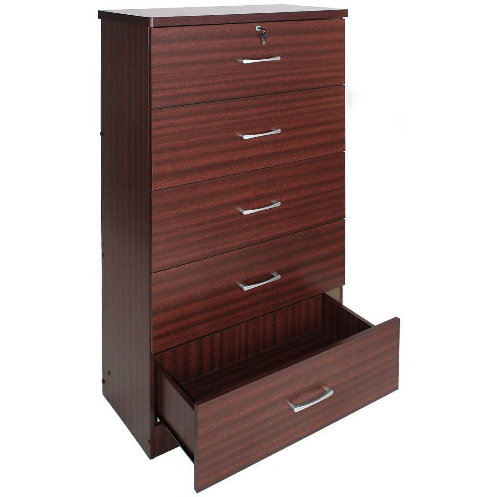 Home Square 2-Piece Set with Pine Twin Bed and 5-Drawer Chest Bedroom Dresser