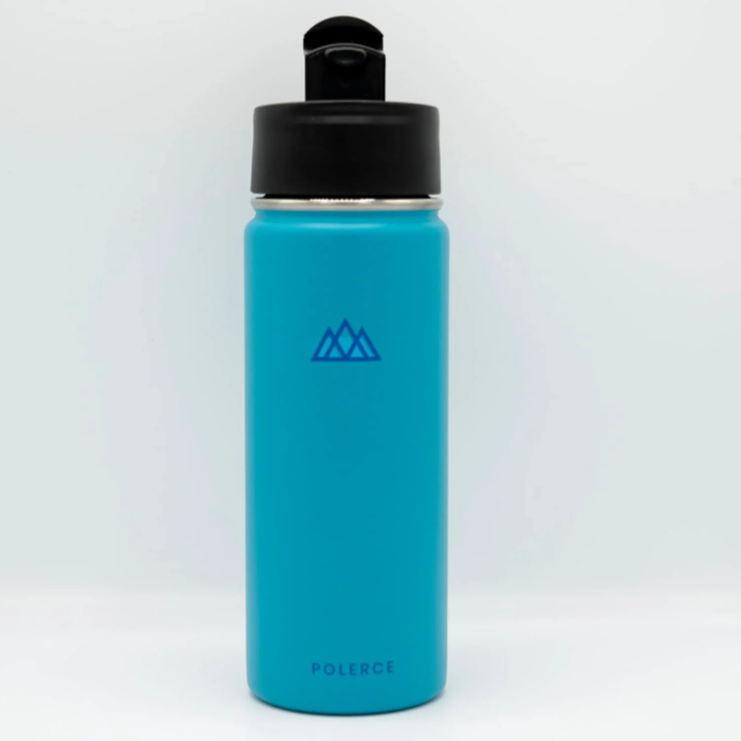 Vacuum Insulated Bottle with 3 Lids - Stainless Steel Thermally Insulated Flask - by Polerce (18 Oz, Aqua (Blue))