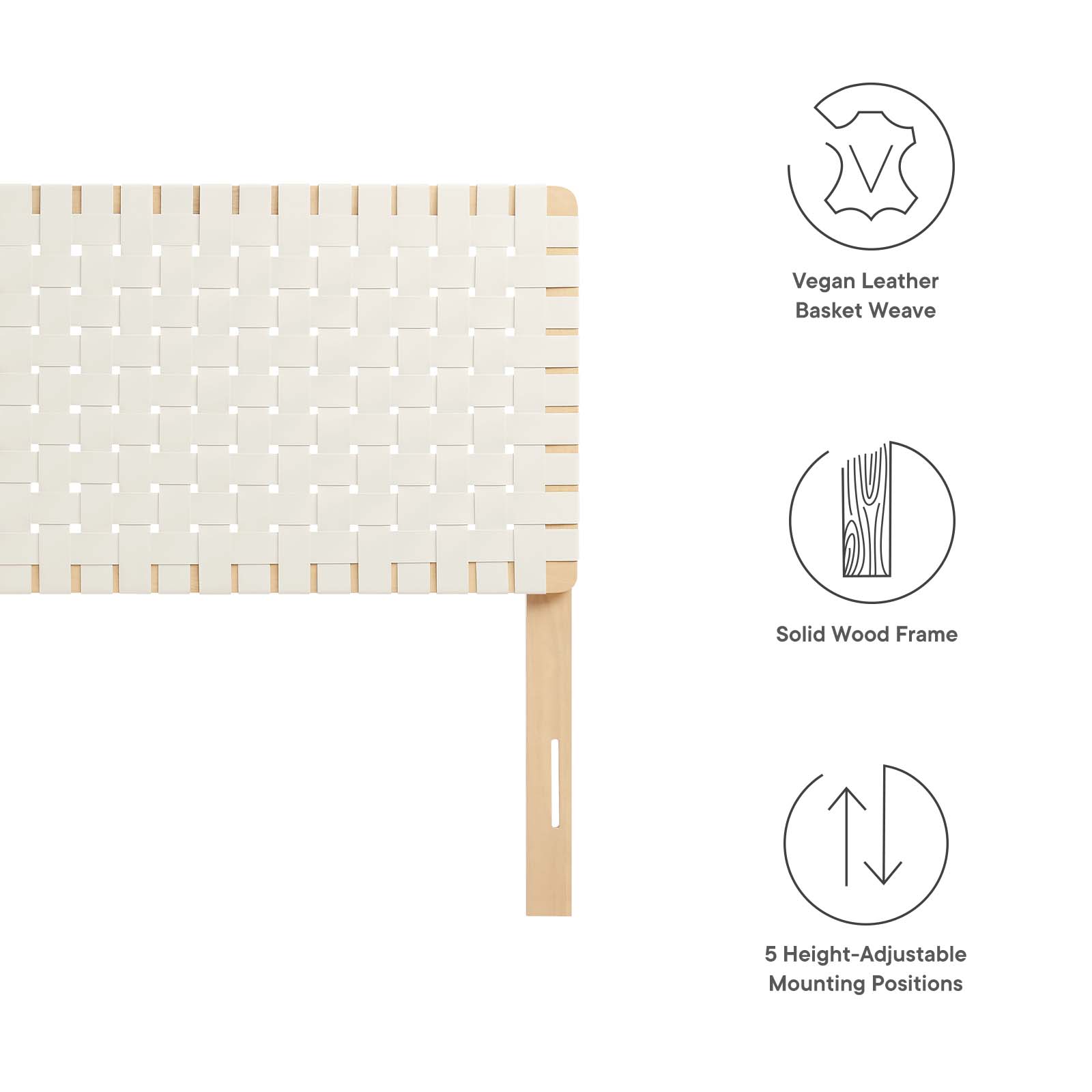 Modway Sparta Weave Full Vegan Leather Headboard in Natural Beige