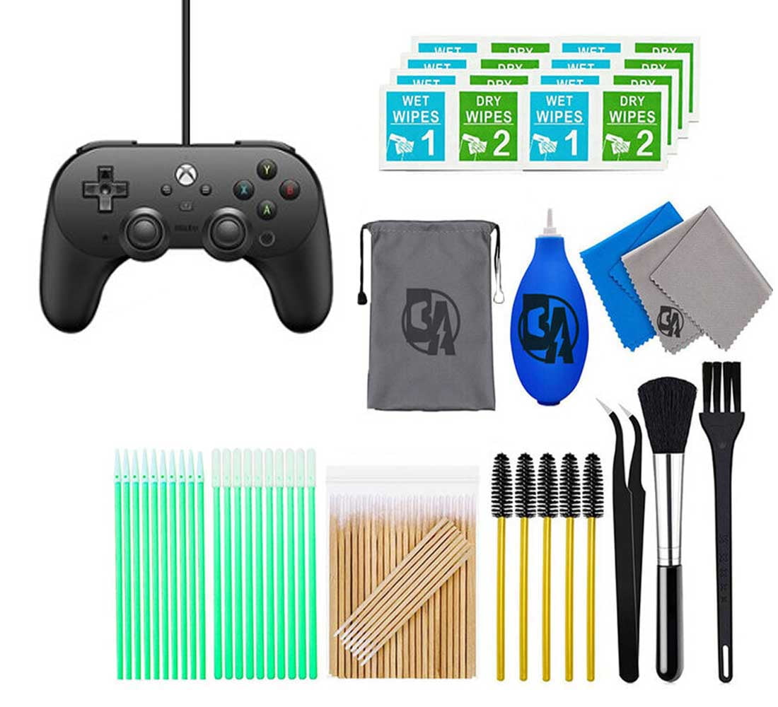 8BitDo - Pro 2 Wired Controller for Xbox - Black With Cleaning Manual Kit Bolt Axtion Bundle Used