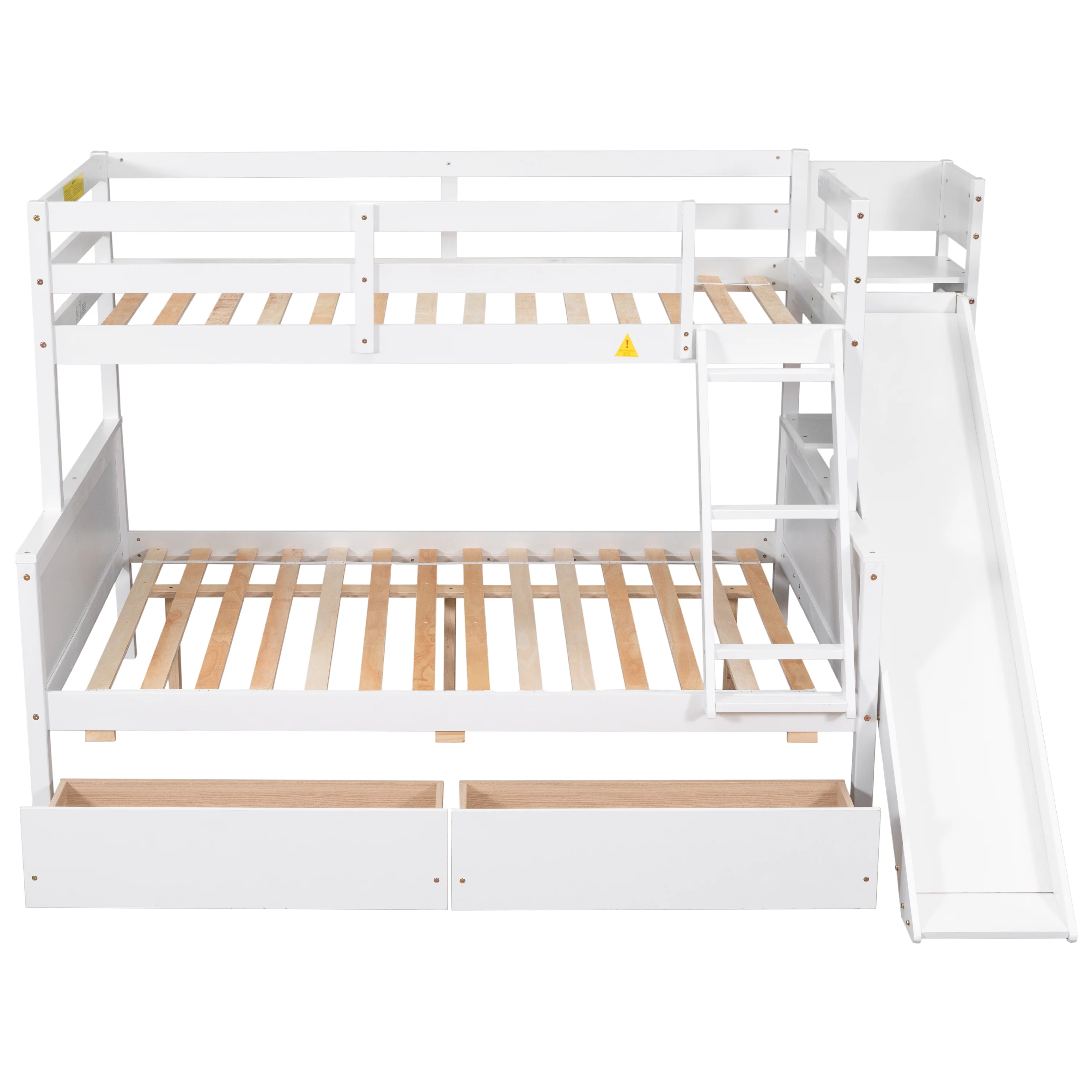 Double detachable bed ,Twin over Full Bunk Bed with 2 Drawers,Slide,Shelves White