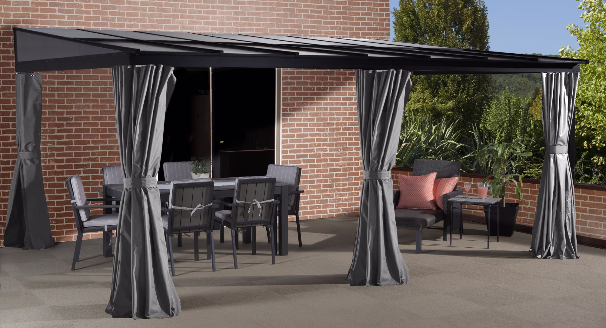 Sojag Pompano 12x16 wall gazebo - grey