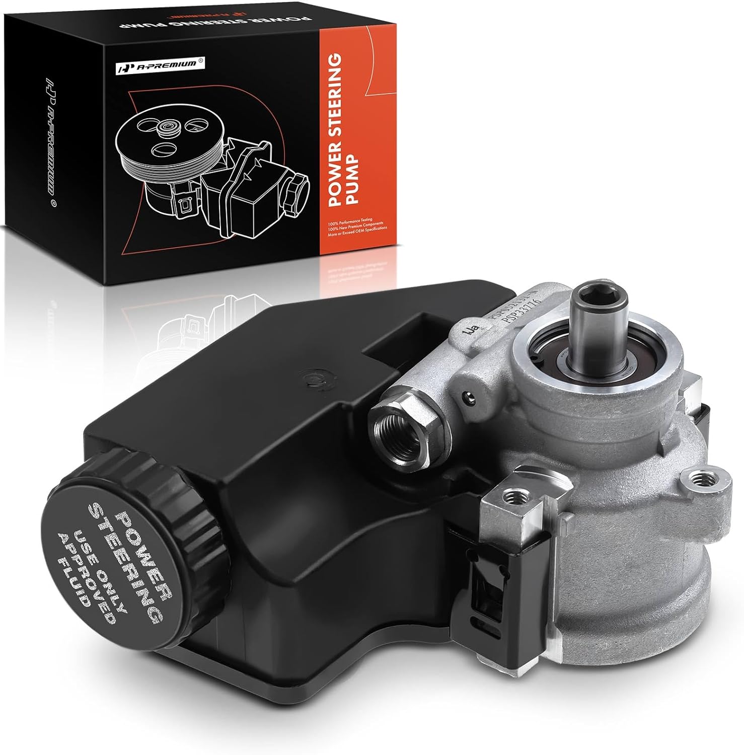 A-Premium Power Steering Pump, with Reservoir, Compatible with Jeep Cherokee 1988-1989, Comanche 1988-1989, Wagoneer 1988-1989, L6 4.0L, Replace # 20-33776 53005437