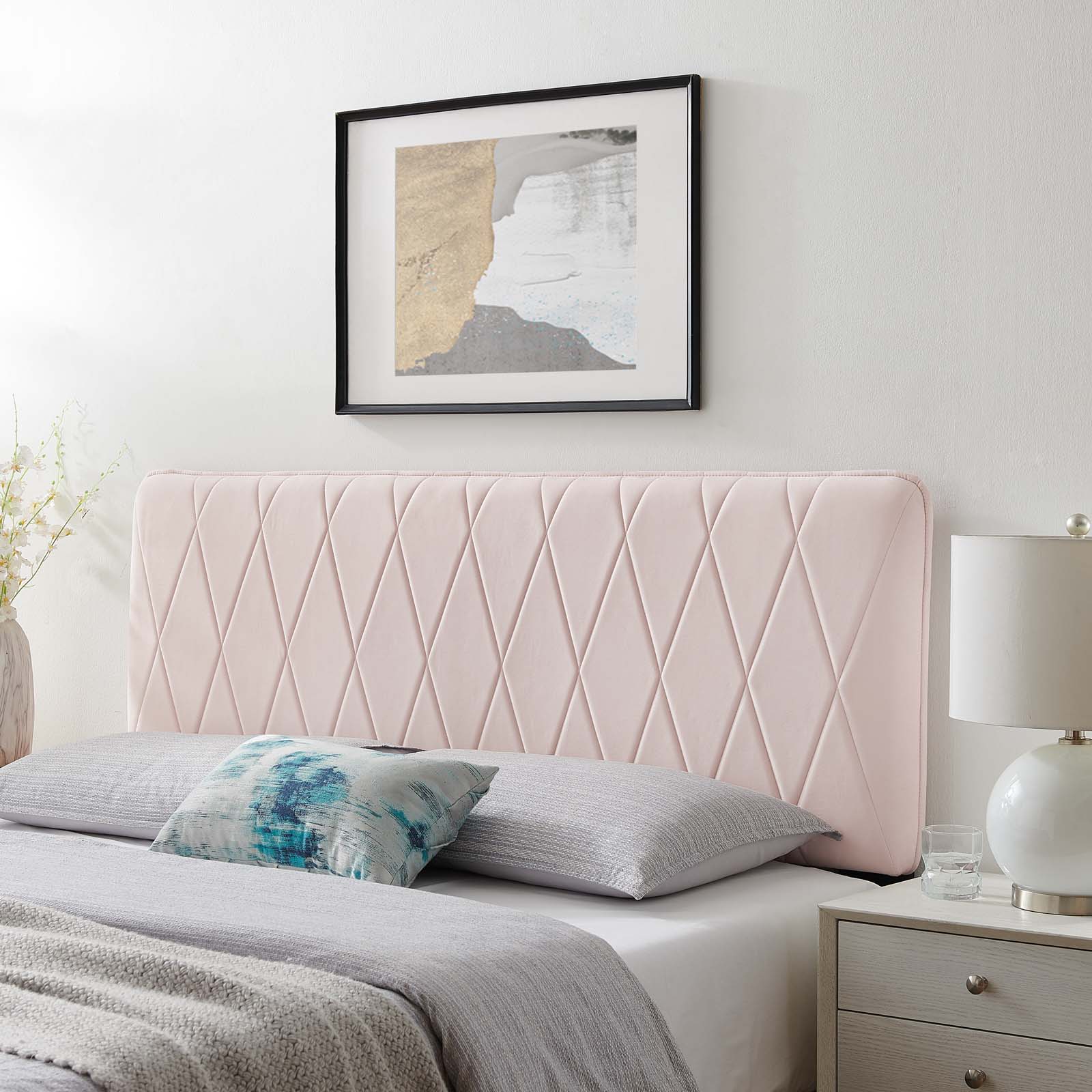 Modway Leila Performance Velvet Full/Queen Headboard in Pink