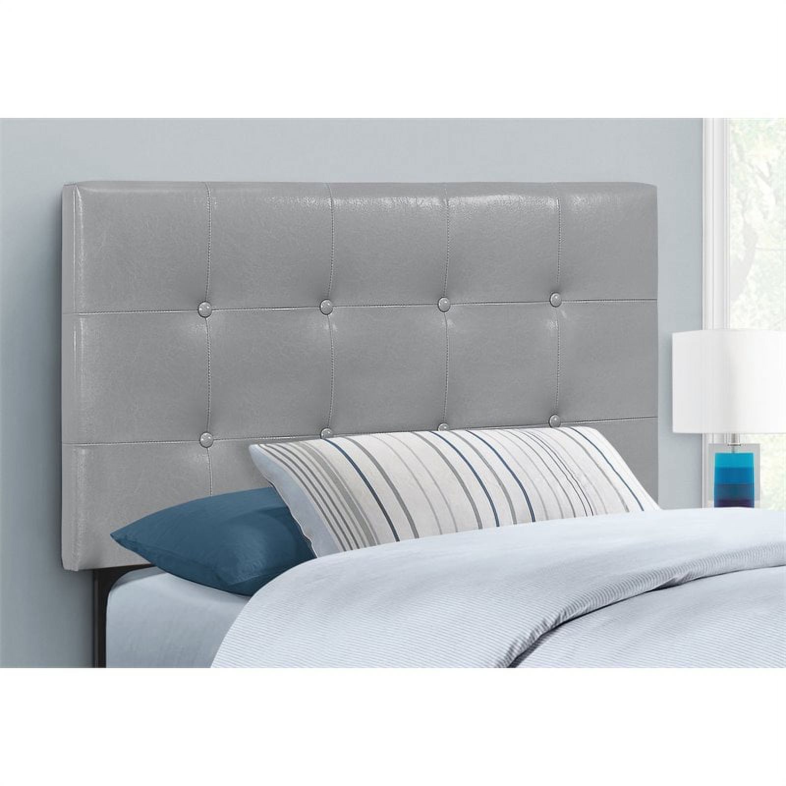 Bowery Hill Bed Headboard Twin Size Bedroom Upholstered Pu Leather Look Gray