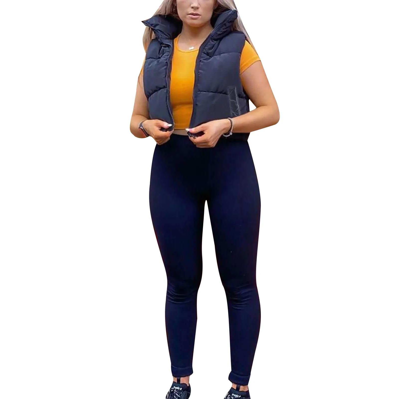 Pinkdeer Women Puffer Vest Jackets Waistcoat Sleeveless Zipper Lightweight Quilted Down Cropped Padded Gilet Jacket Coat