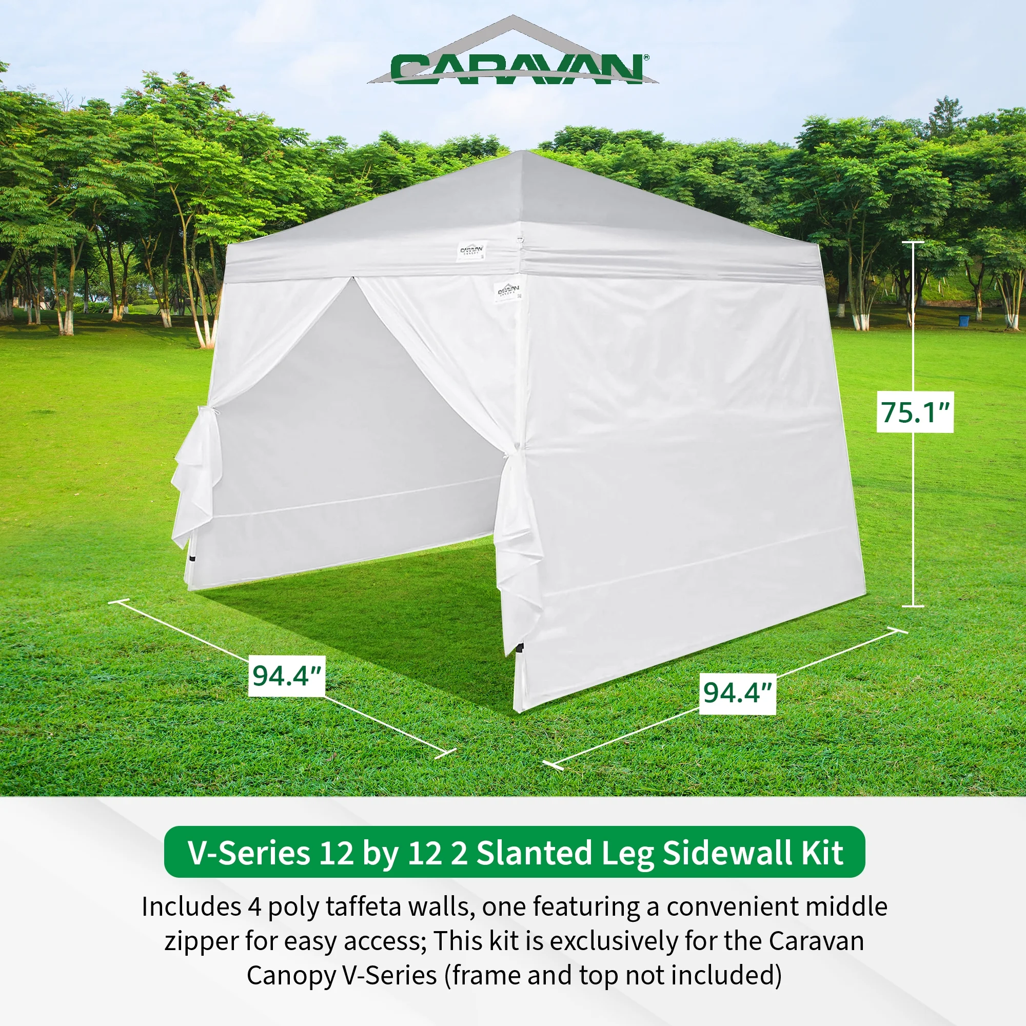 Caravan Canopy V Series Sidewalls w/V Series 2 Angled Leg Canopy & 4 Plates
