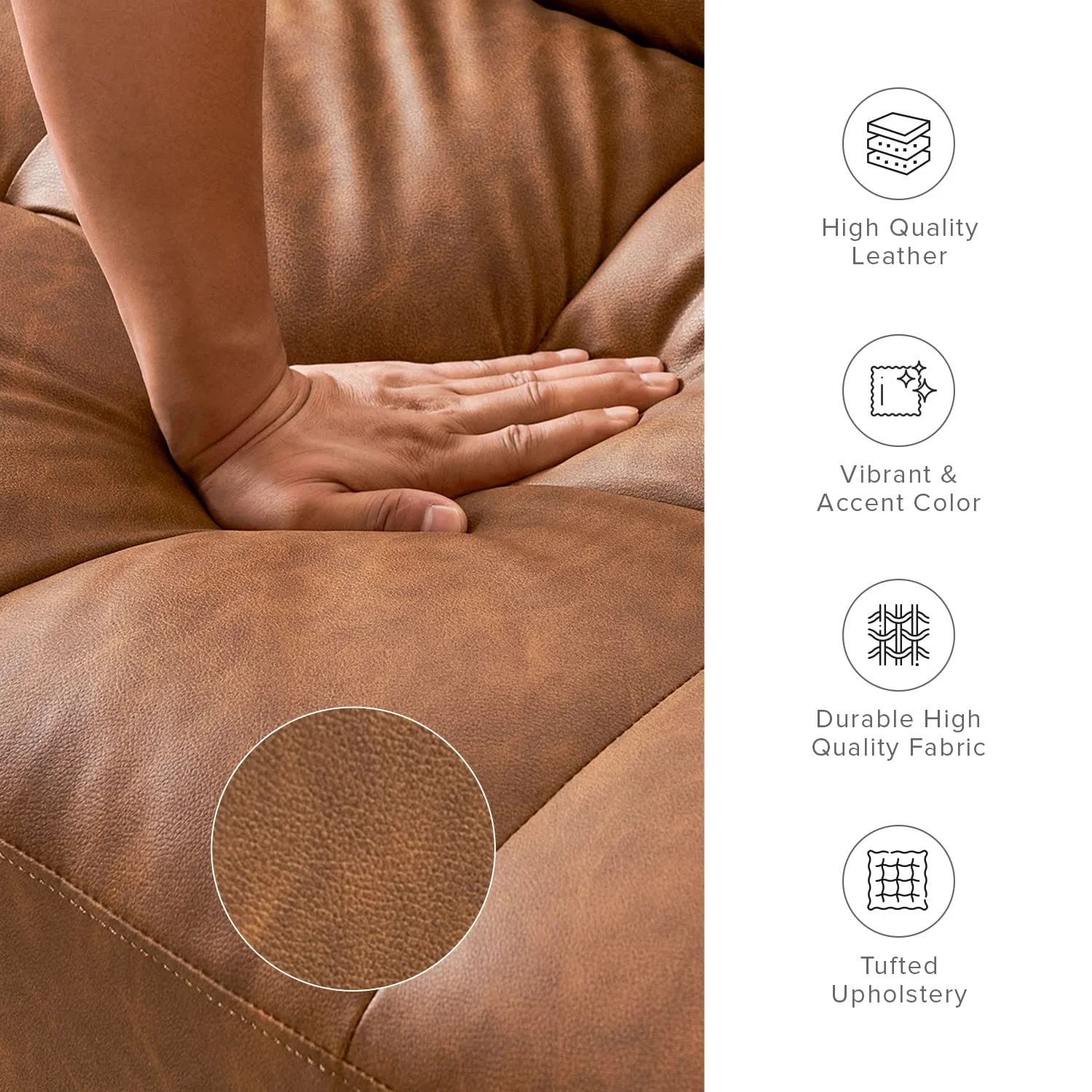 Mopio Aaron Mid Century Modern Faux Leather Convertible Futon 77.5