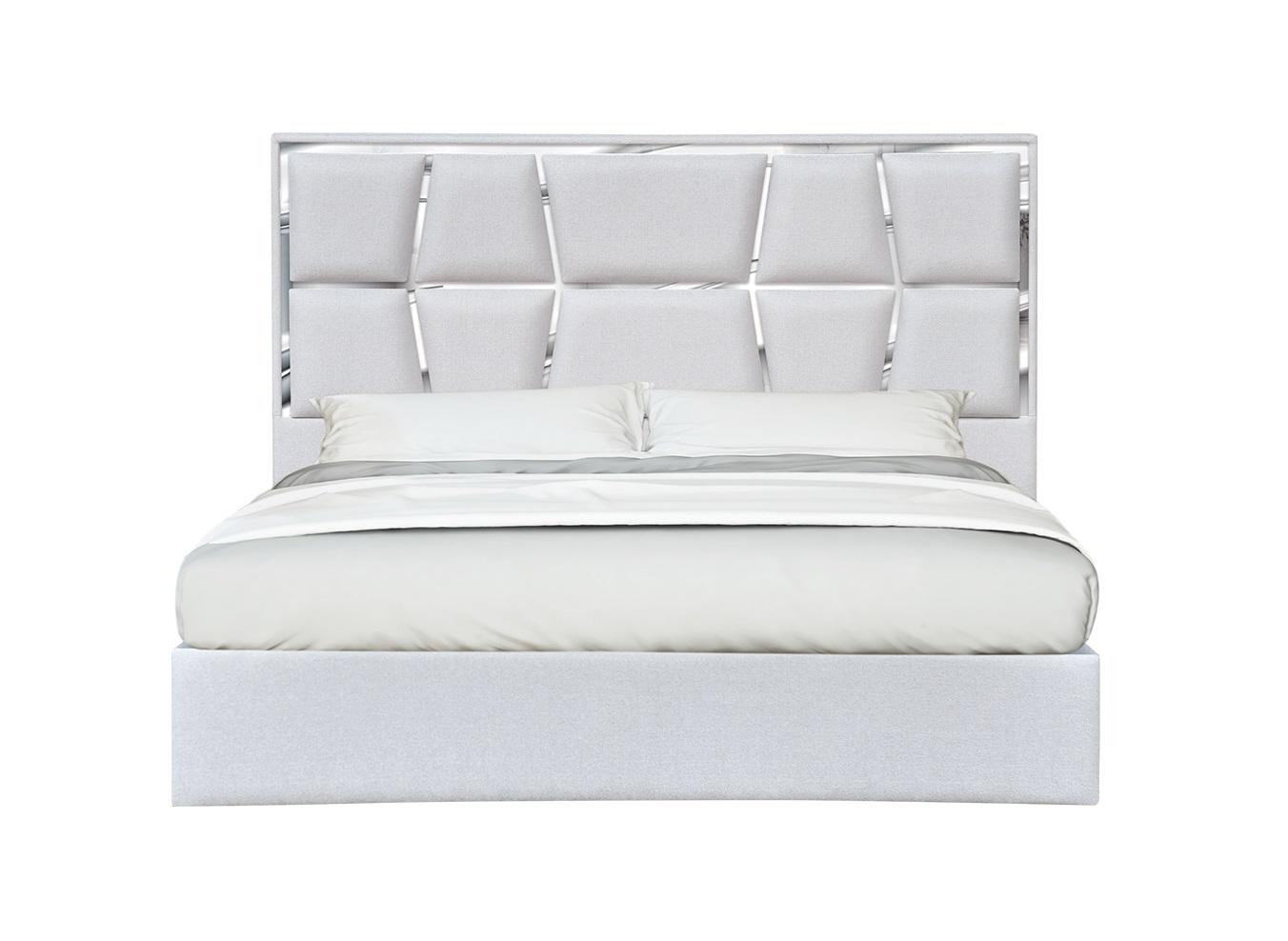 Light Gray Woven Canvas King Platform Bed Contemporary J&M Furniture Degas