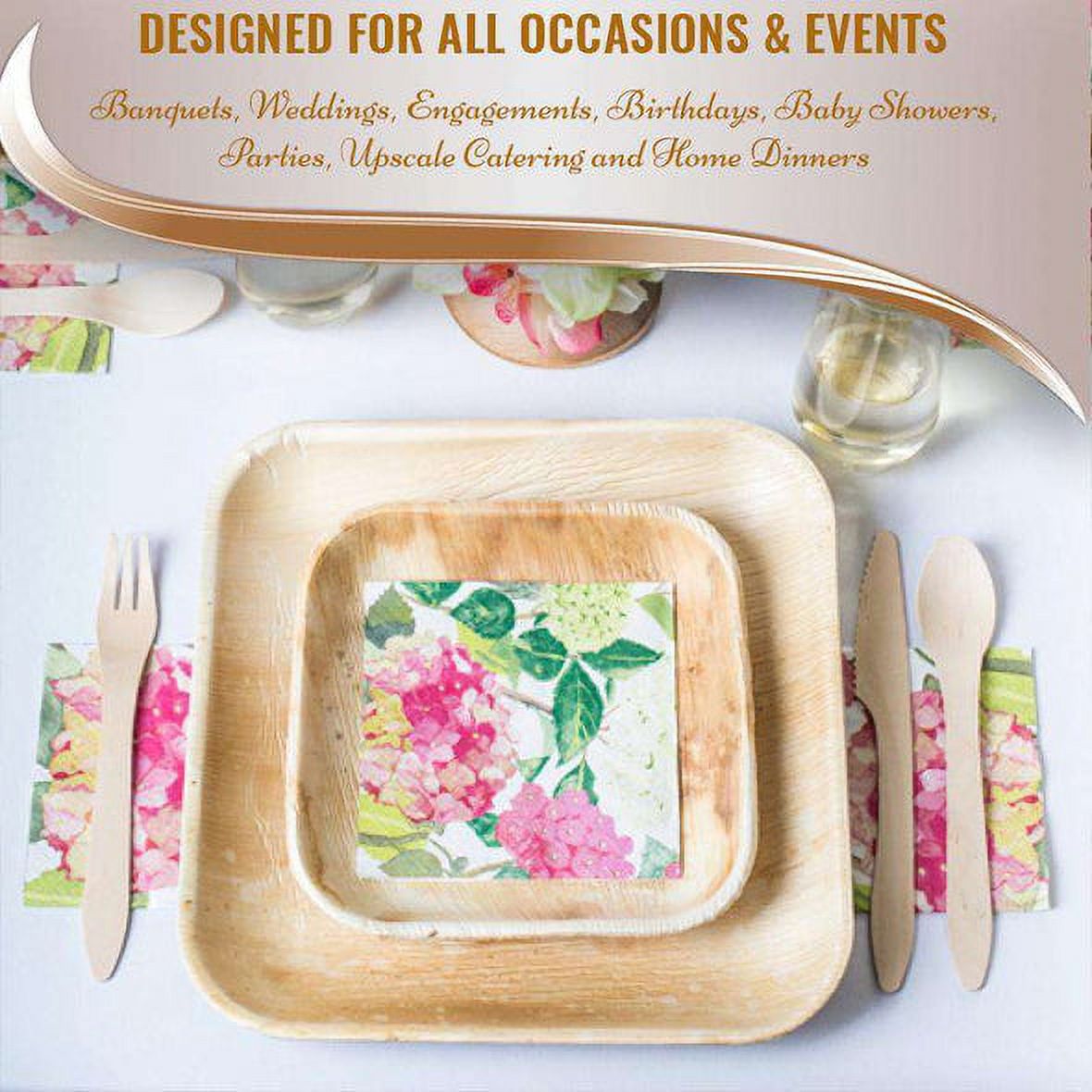 Square Palm Leaf Eco Friendly Disposable Dinnerware Value Set (100 Guests)