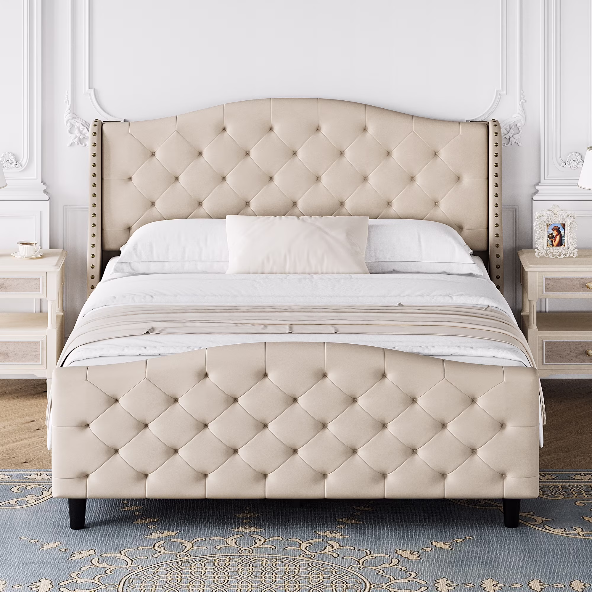 Bed Frame with Headboard and Footboard Queen