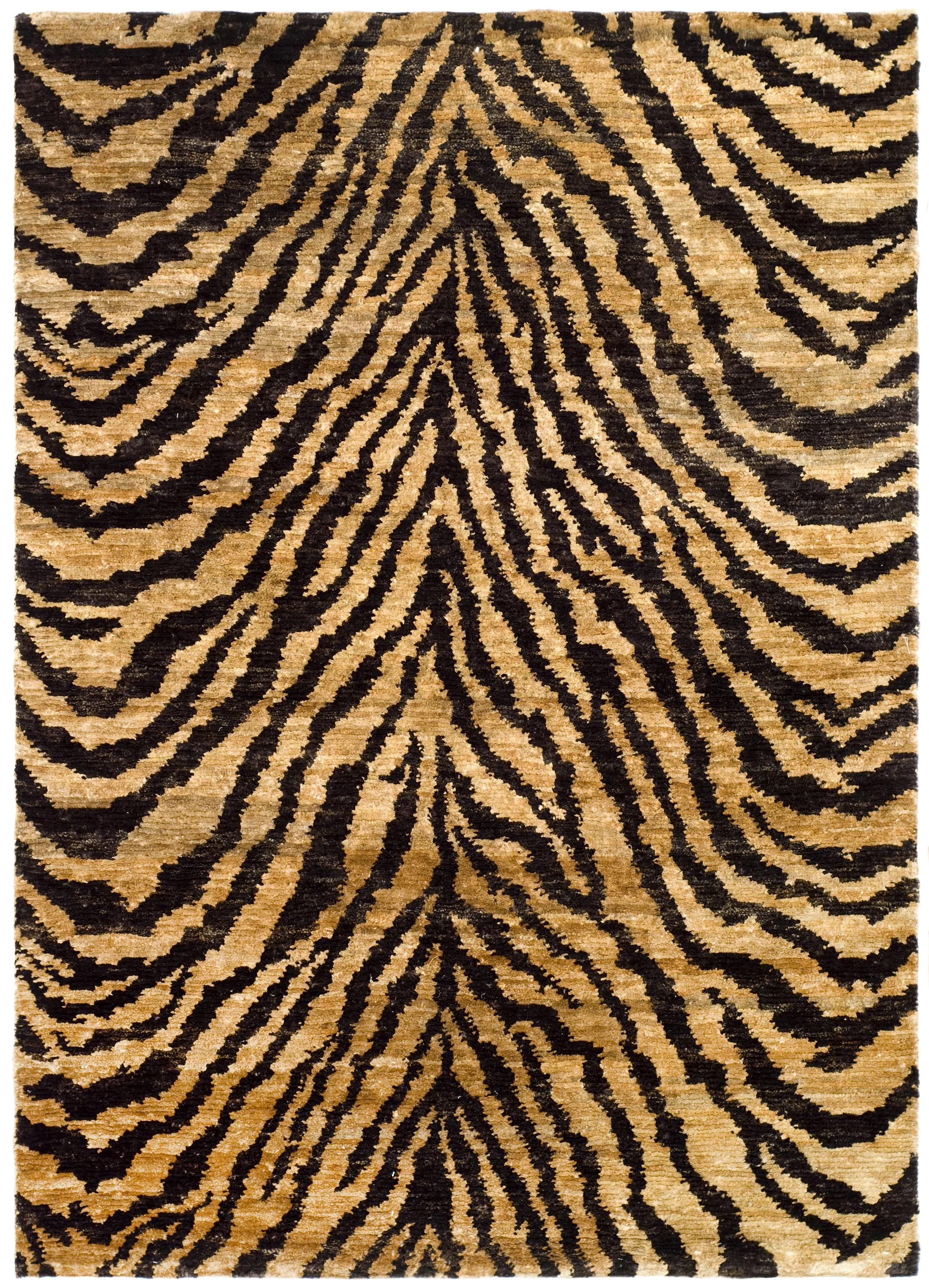 SAFAVIEH Bohemian Nick Tiger Stripes Hemp Area Rug, Natural/Black, 4' x 6'