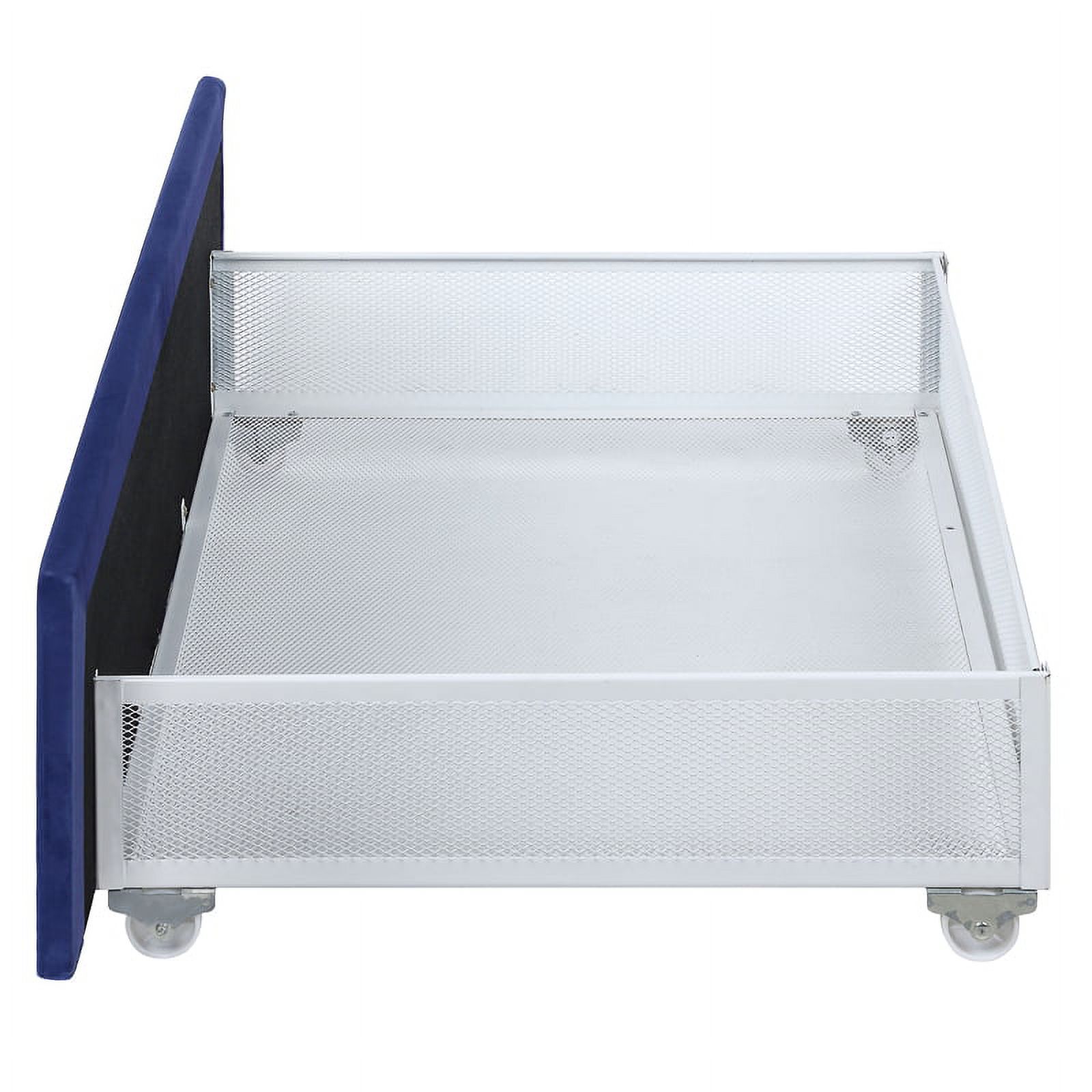 Furniture of America Harper Fabric Upholstered Queen Bed with 4-Drawer in Navy