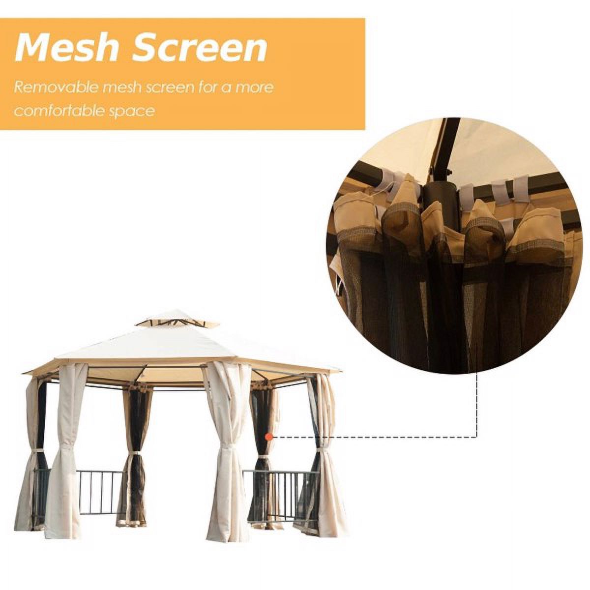 Fithood 13ft x 13ft Patio Gazebo-Beige-AS