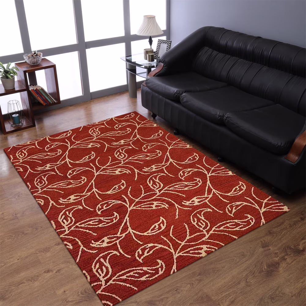 Rugsotic Carpets Hand Tufted, Floral Wool Area Rug, Red,Beige, 9'x12'