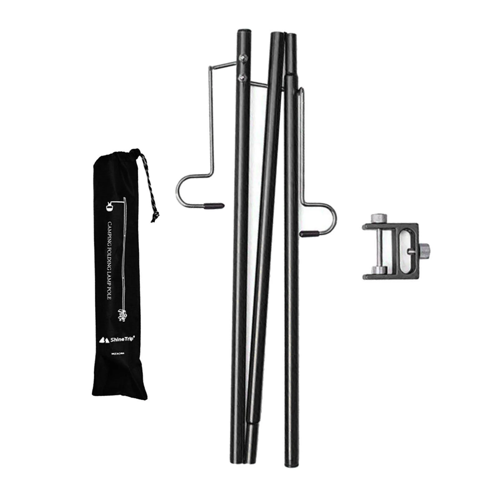 Camping Lantern Stand Aluminum Lamp Light ing Post Poles er Holder Black
