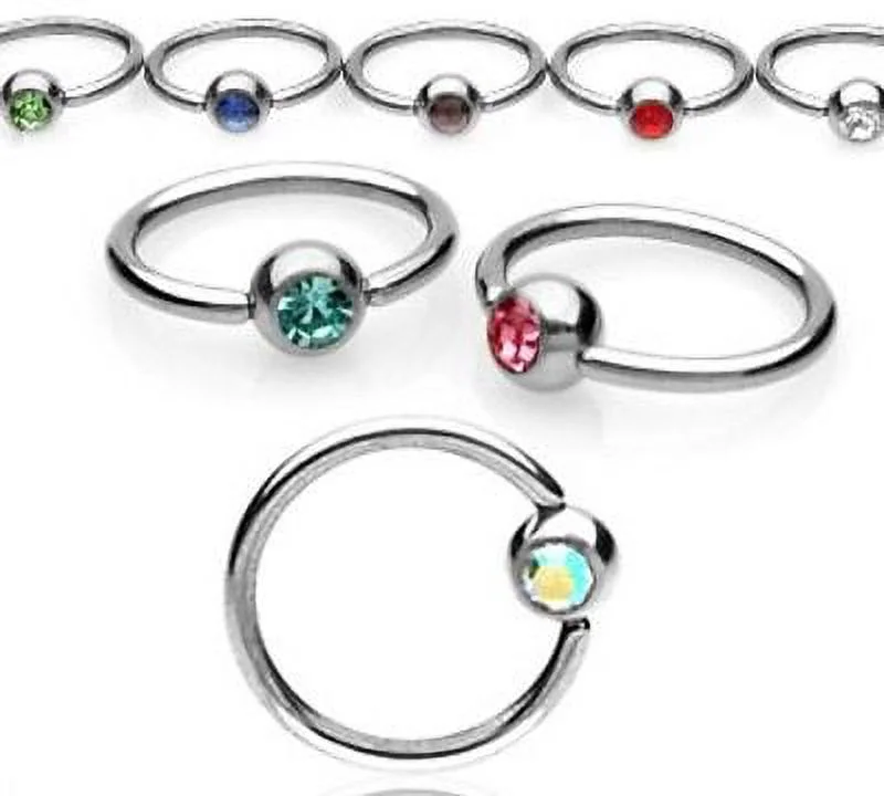 14G (1.6MM) CZ Captive Bead CBR/Hoop Ring  (4 Pieces) A/1/3/CBR-2/13,14,15,16