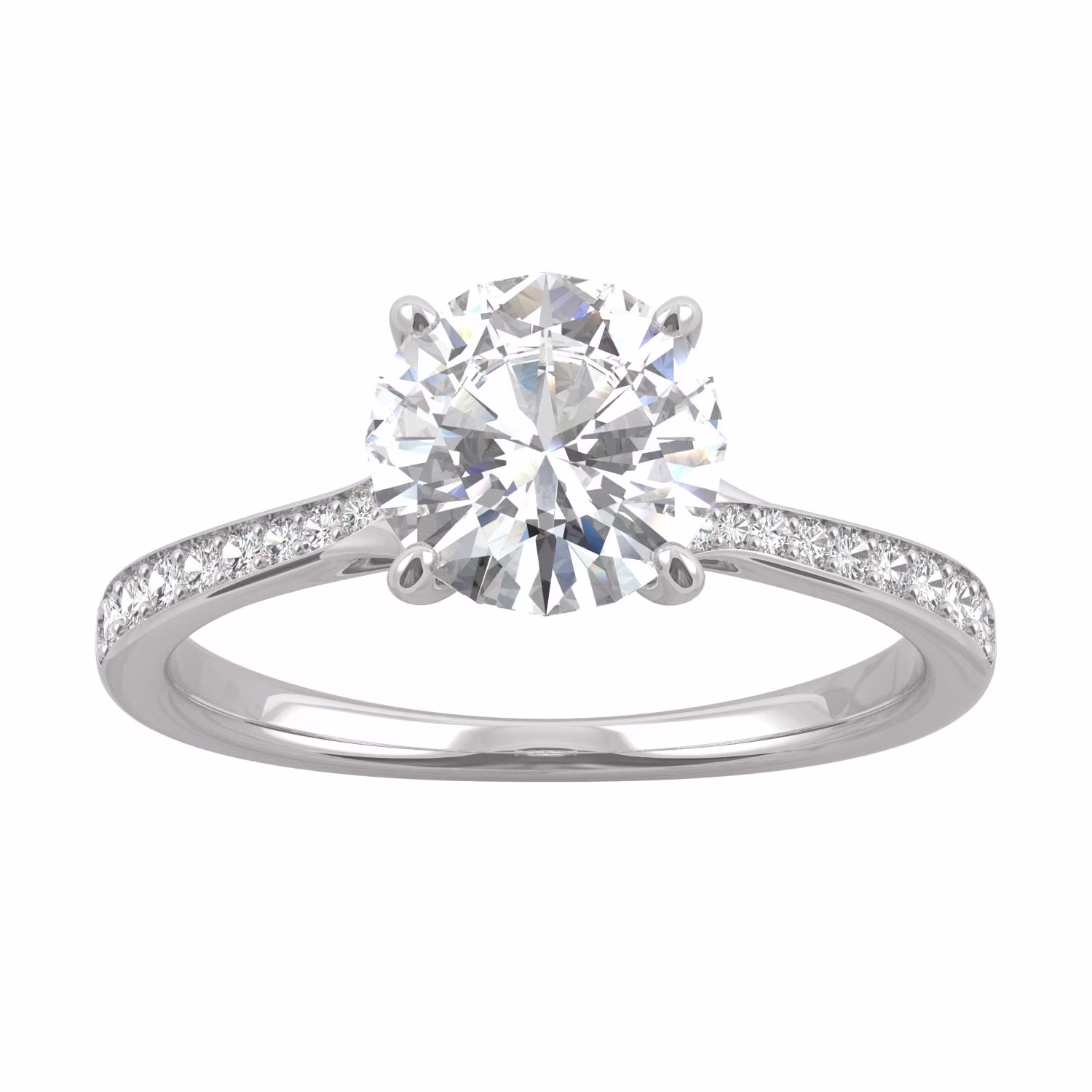 Charles & Colvard 14K White Gold Moissanite 7.5mm Round Engagement Ring-Size 5, 1.64cttw DEW
