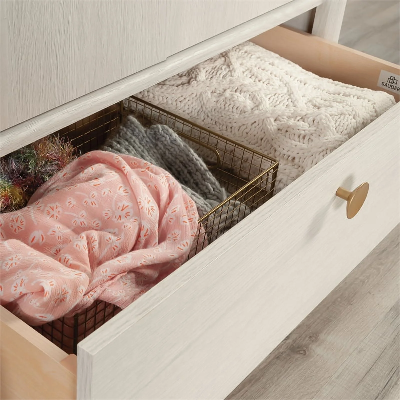 Sauder Dover Edge Bedroom Armoire with Drawer, Glacier Oak Finish