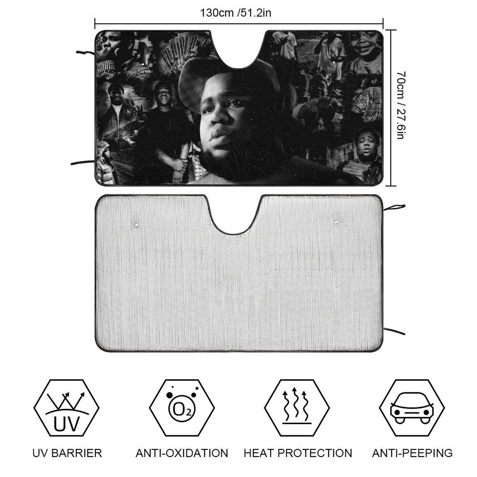 Rod Wave Rap Car Windshield Sunshade Accessories Umbrella Foldable Reflective Sun Visor Front Window Cover Protector