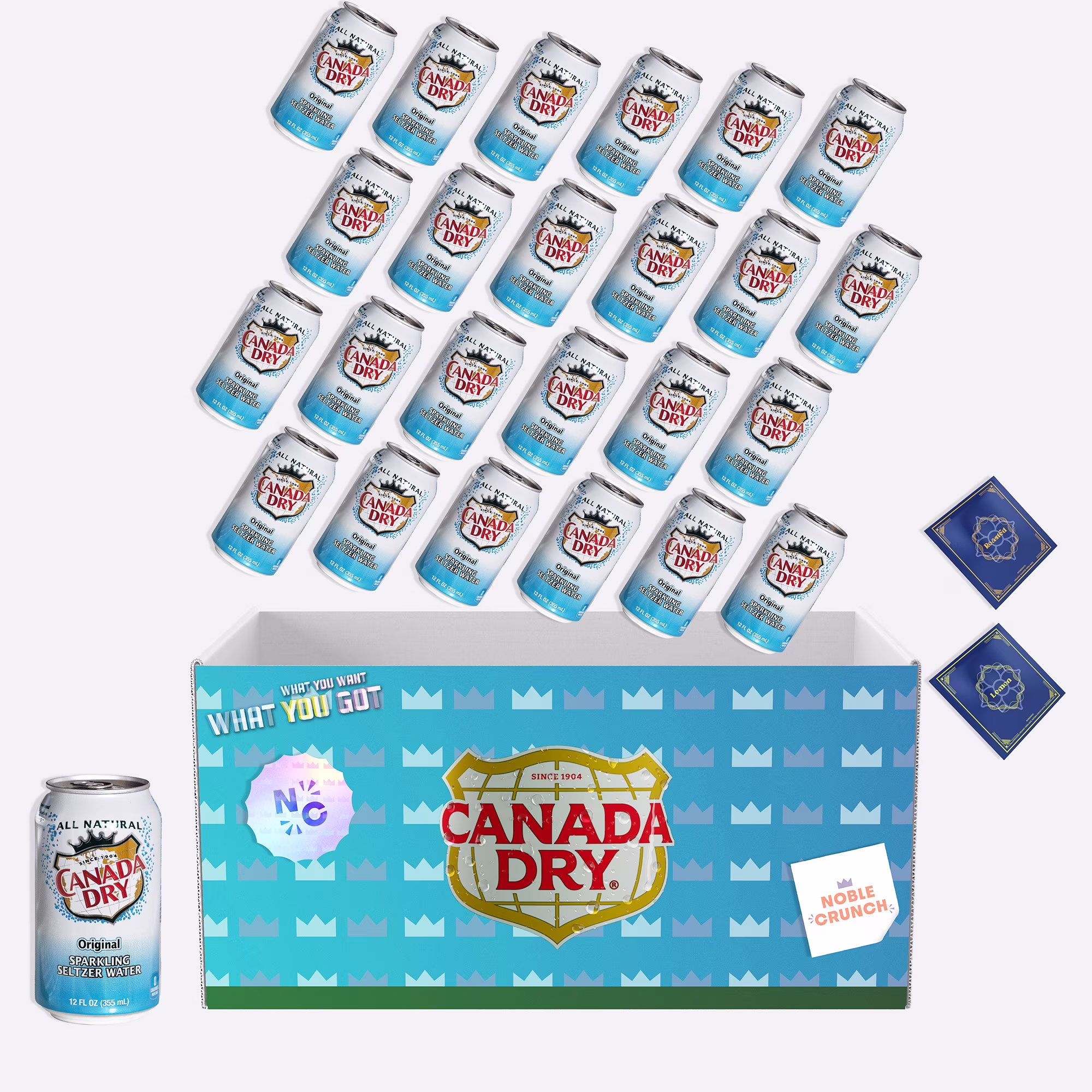 Canada Dry Original Sparkling Seltzer Water (24, 12oz cans) - Lemon and Roasted Organic Yerba Mate Bags - 26 Items Total