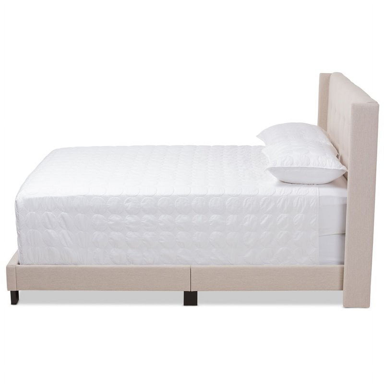 Bowery Hill Upholstered Fabric Tufted King Bed in Beige