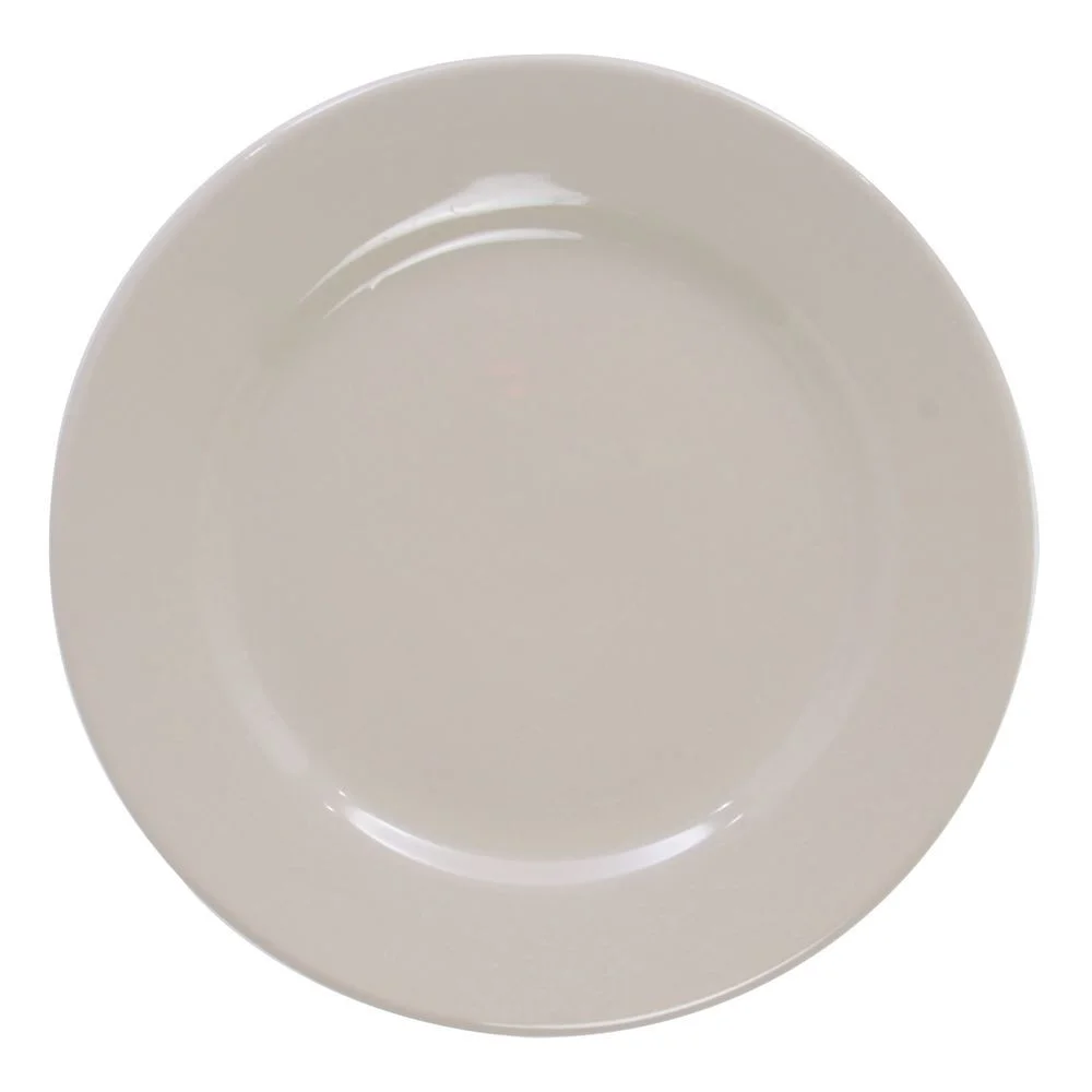 HUBERT® Dinner Plate with Rolled-Edge Warm White Stoneware - 10 1/2 Dia 12 Per Case