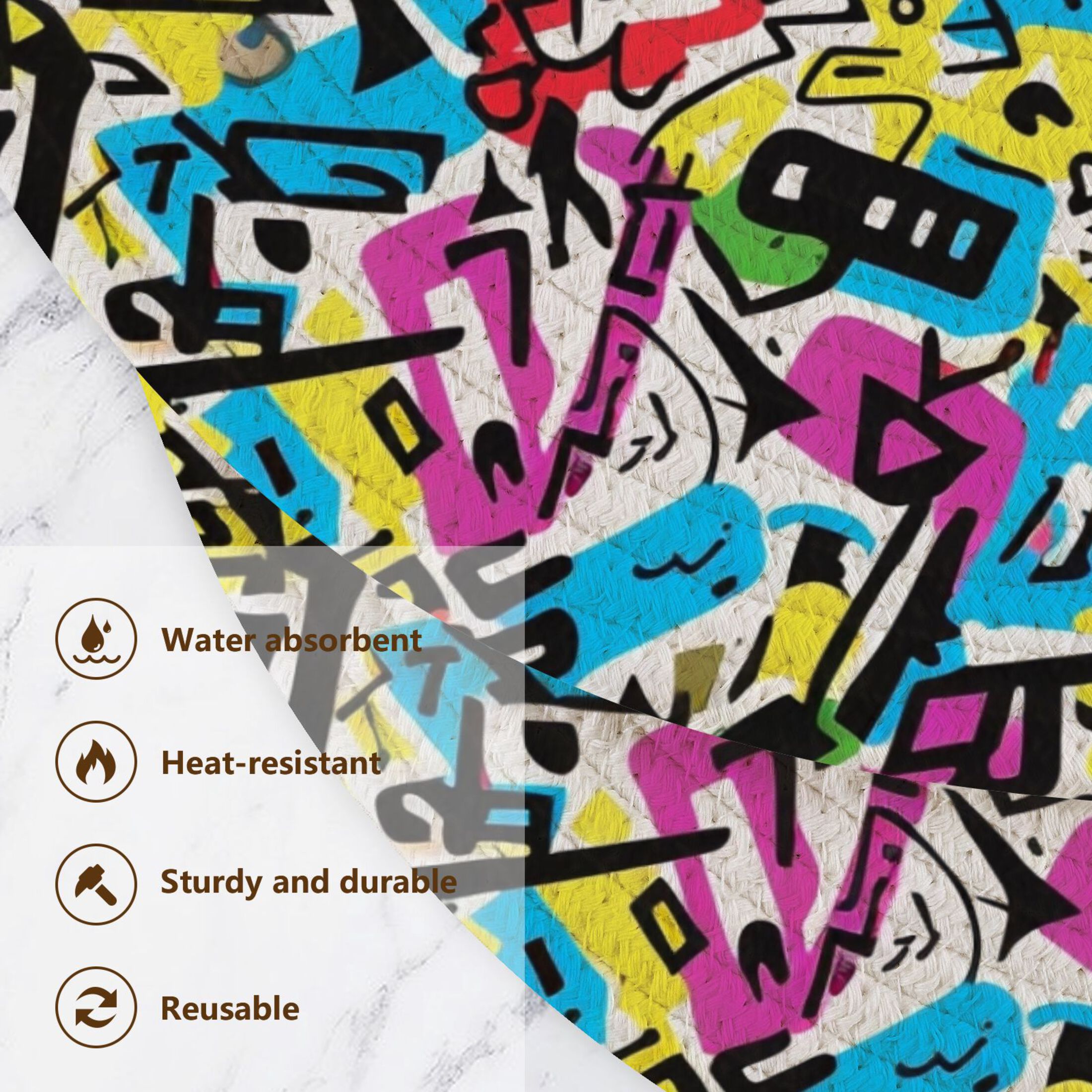 Abstract Pattern 3 PCs Pot Holders Trivets Kitchen 15