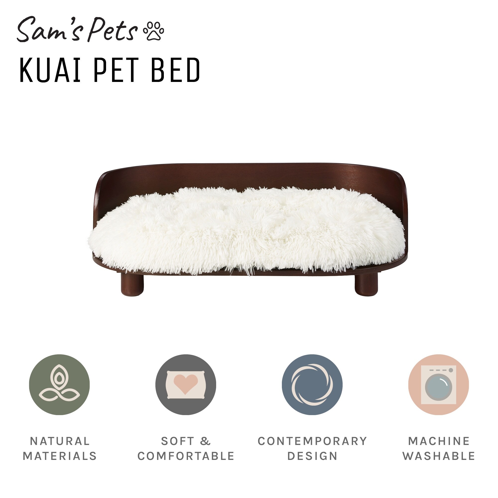Sam's Pets Kuai Dog Bed Bent Wood Medium dark Brown Dark Brown