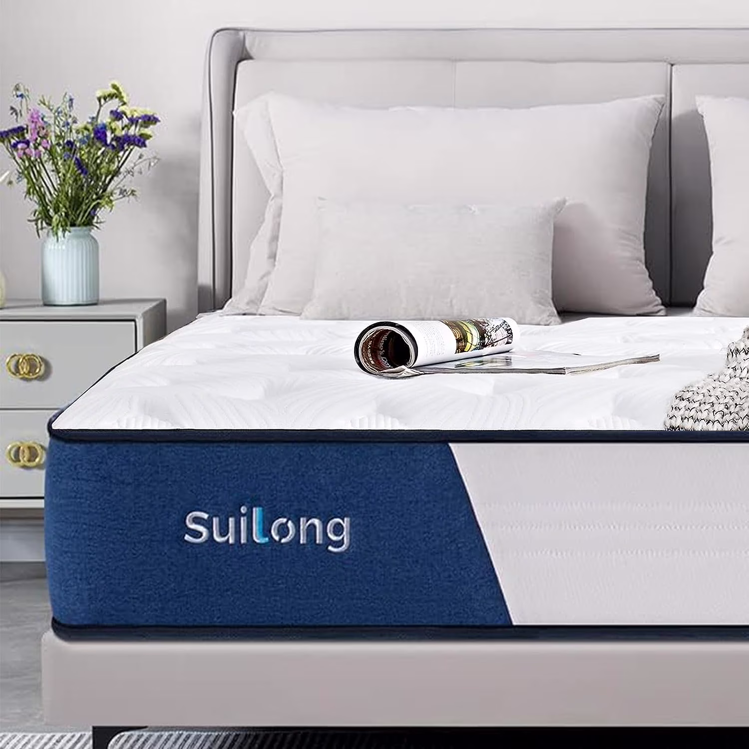 SUI LONG 10” Twin Mattress in a Box, Hybrid of Gel Memory Foam and Pocket Coils Mattress, Medium Firm