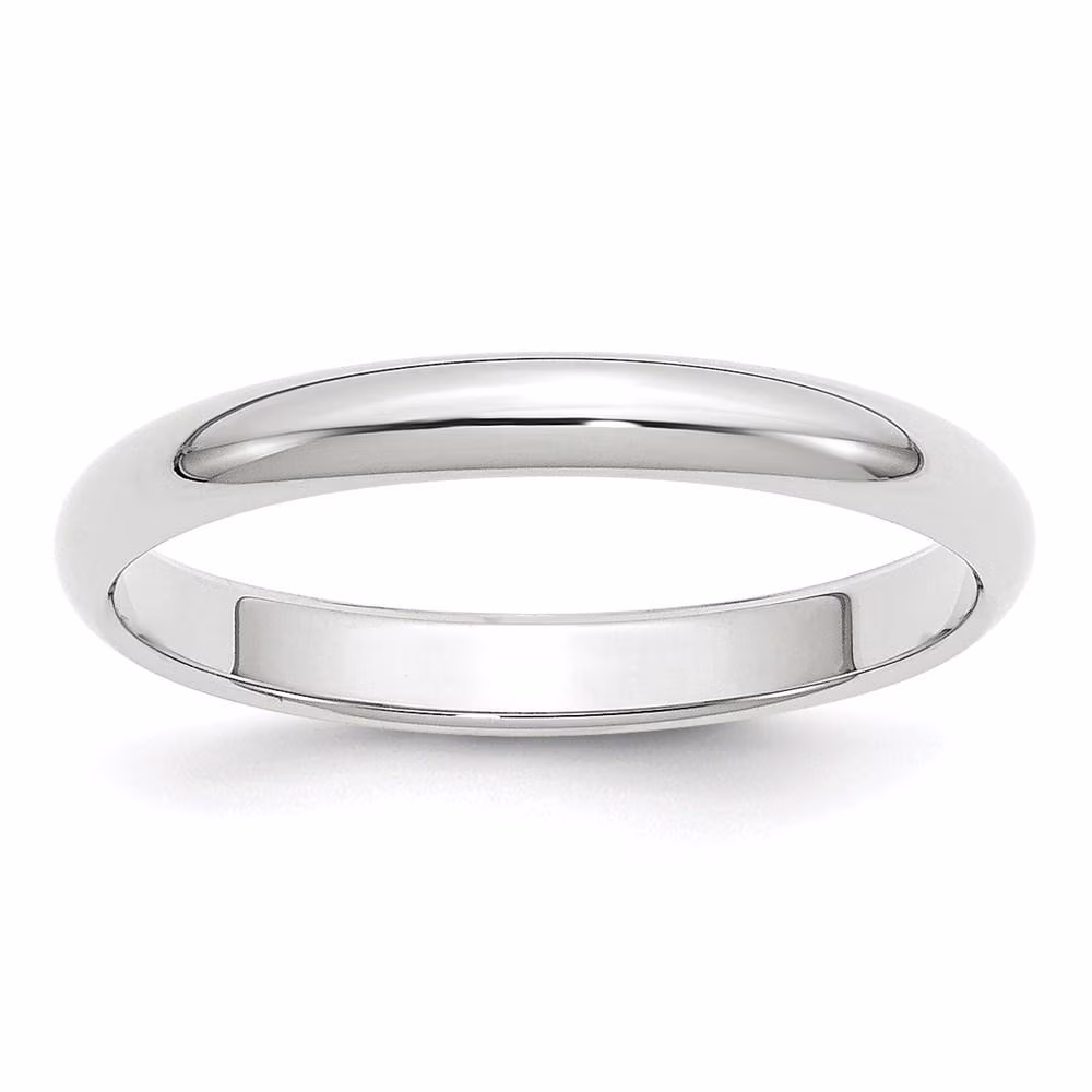 14k White Gold 3mm Half-Round Men's / Ladies Wedding Band Ring