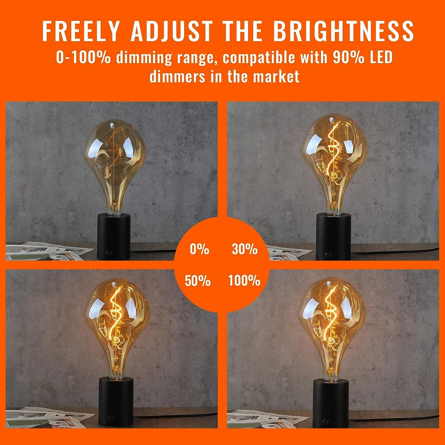 OMED LED Large Edison Bulb Oversized 2 Pack, E26 2200K Warm White Dimmable Vintage Giant Light Bulb, 5 Watt 400LM Extra Big Amber Glass Decorative Bulb for Bedroom, Living Room, Bar, Cafe