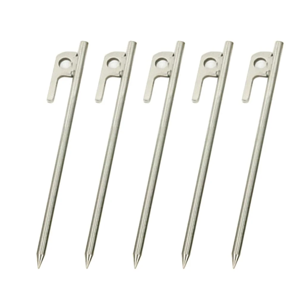 5 Pieces Tent Nails Heavy Duty 304 Stainless Steel Outdoor Camping Awning Tent Nail Stake Peg Tent Accessories Equipment - 20cm