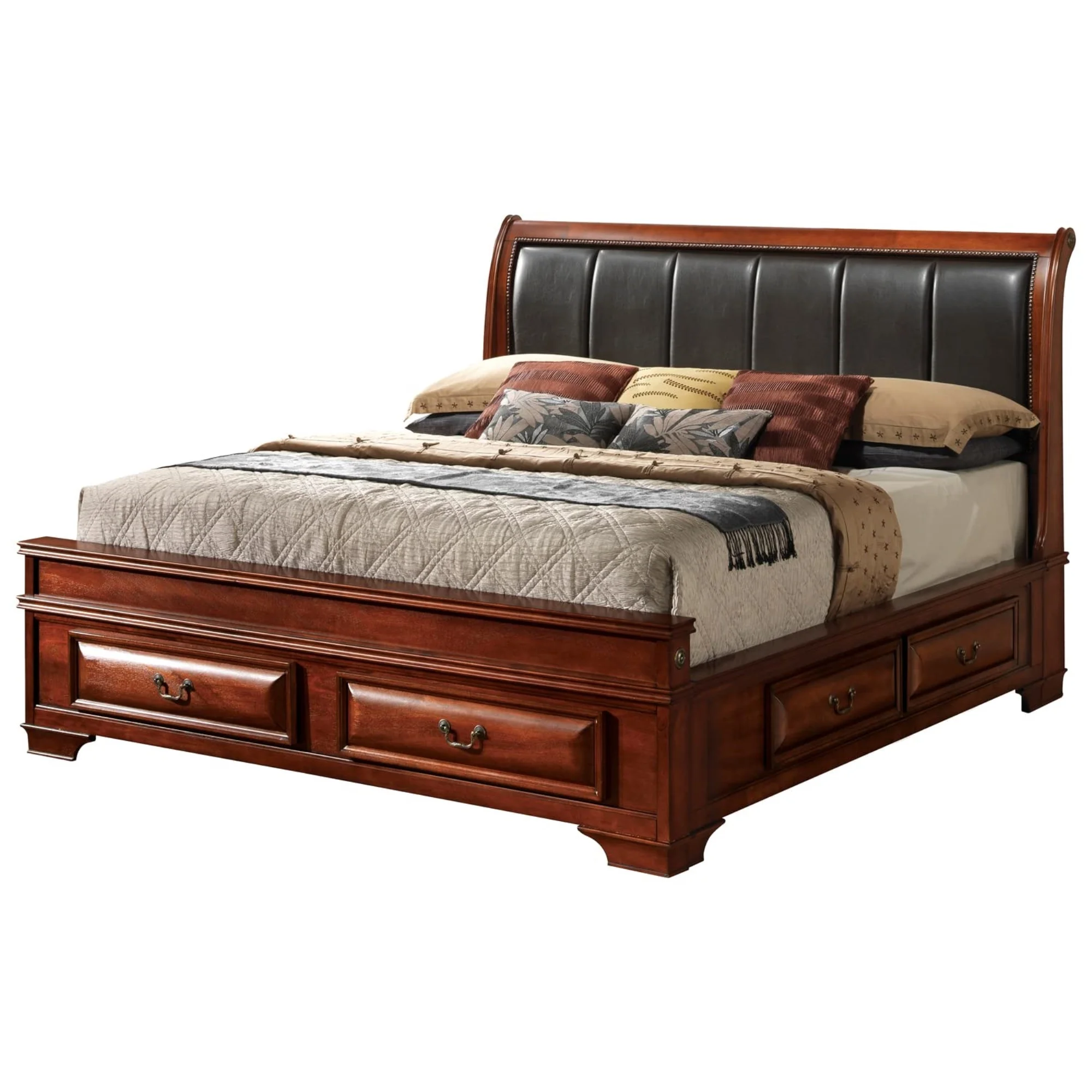Glory Furniture LaVita King Storage Bed in Oak