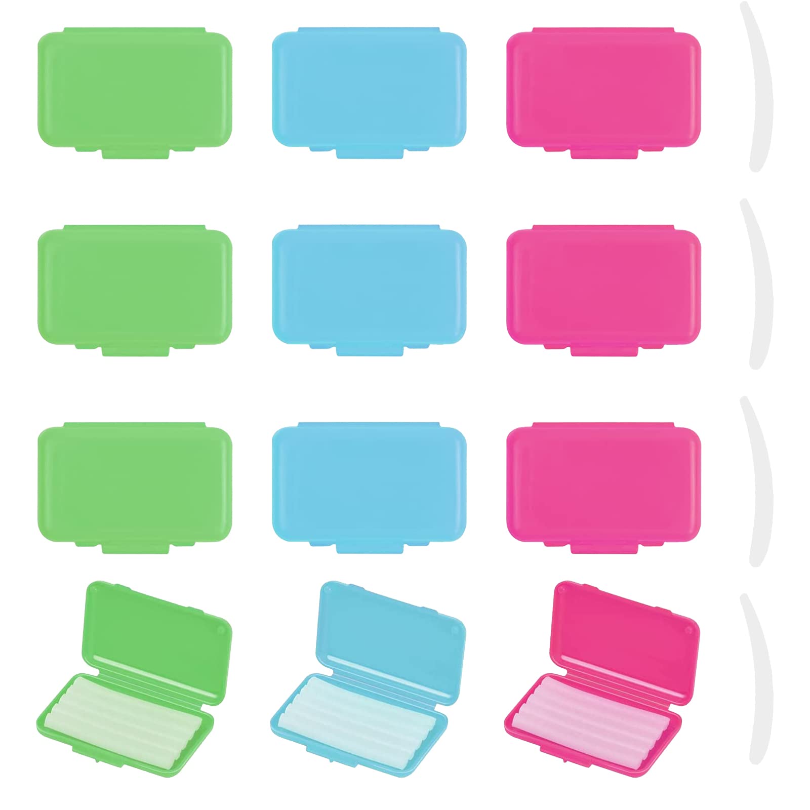 12 Pack Orthodontic Wax,Colorful Braces Wax,Dental Patient Wax Applicator Scraper Kit(White),With Large Storage Cases.For Braces Aligners Wearer,Oral Dental appliances,Damaged teeth(12+4+1Pack)