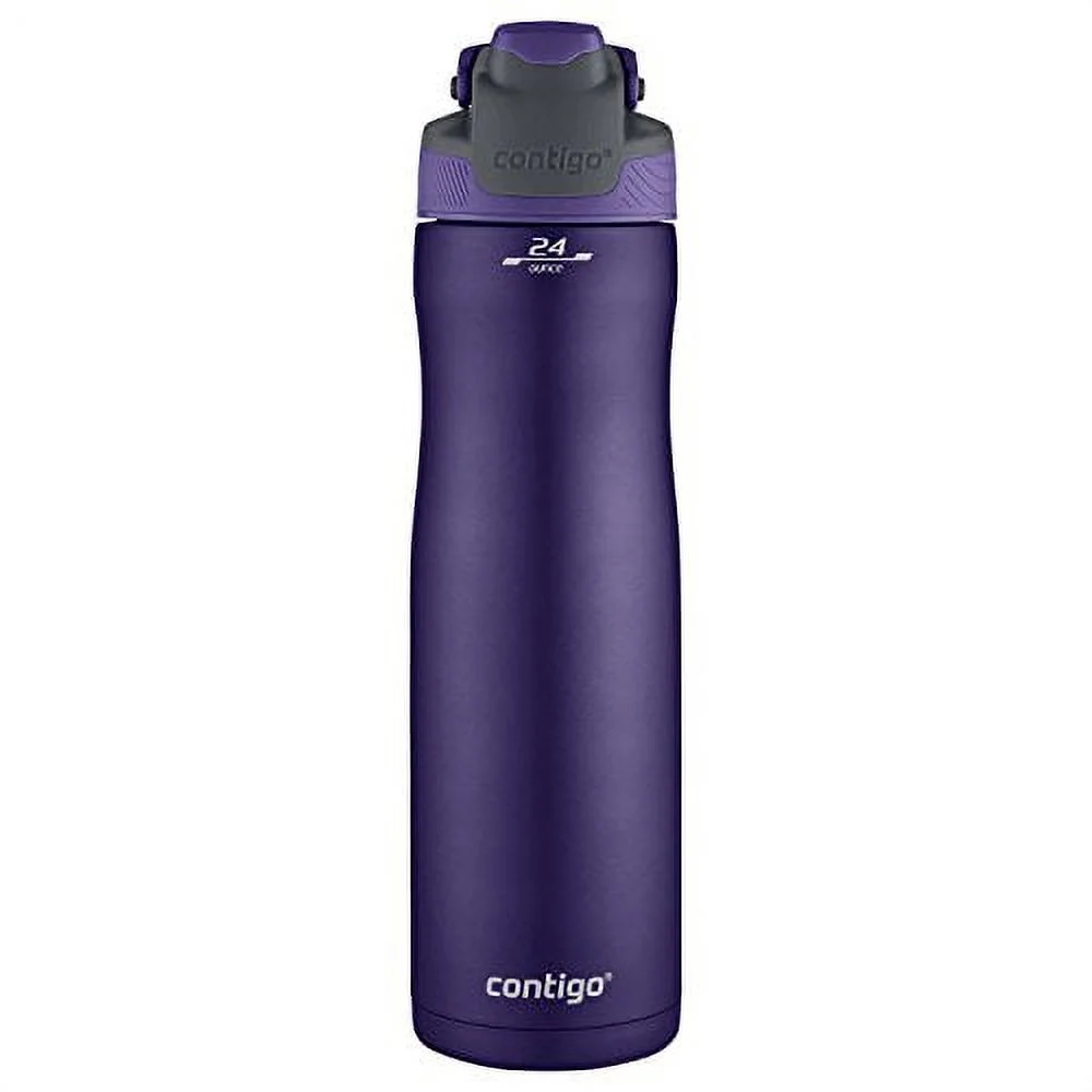 Contigo Autoseal Chill Stainless Steel Water Bottles, 24 Oz, SS/Grapevine & Grapevine, 2-Pack Grapevine Lid/Grapevine 24oz Bottle