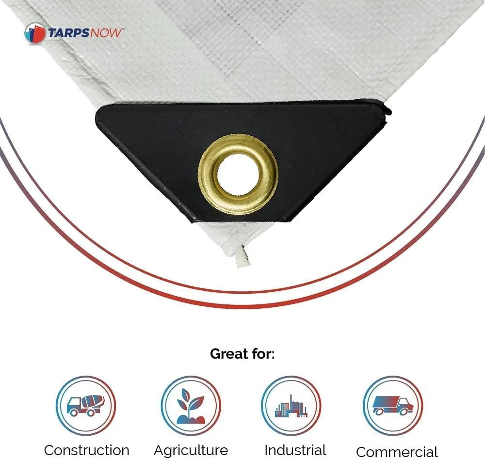 Tarps Now Waterproof Poly Tarps, 12 Mil Heavy Duty Tarp - White (6’x8’)