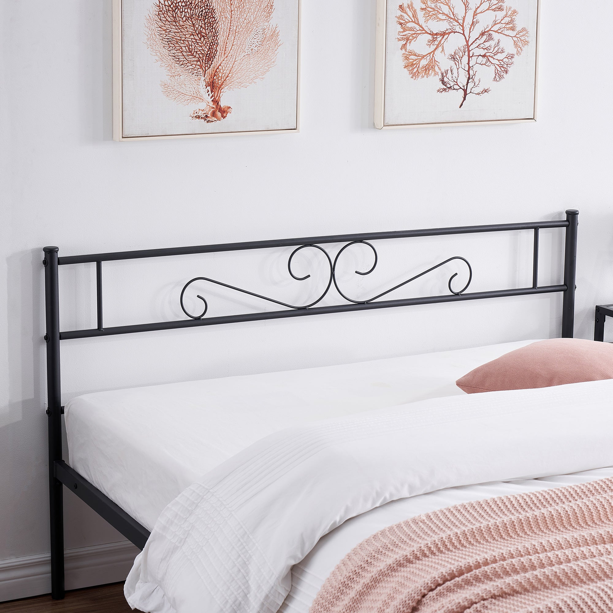 VECELO 3-Piece Bedroom Sets Metal Bed Frame and 2 Nightstands