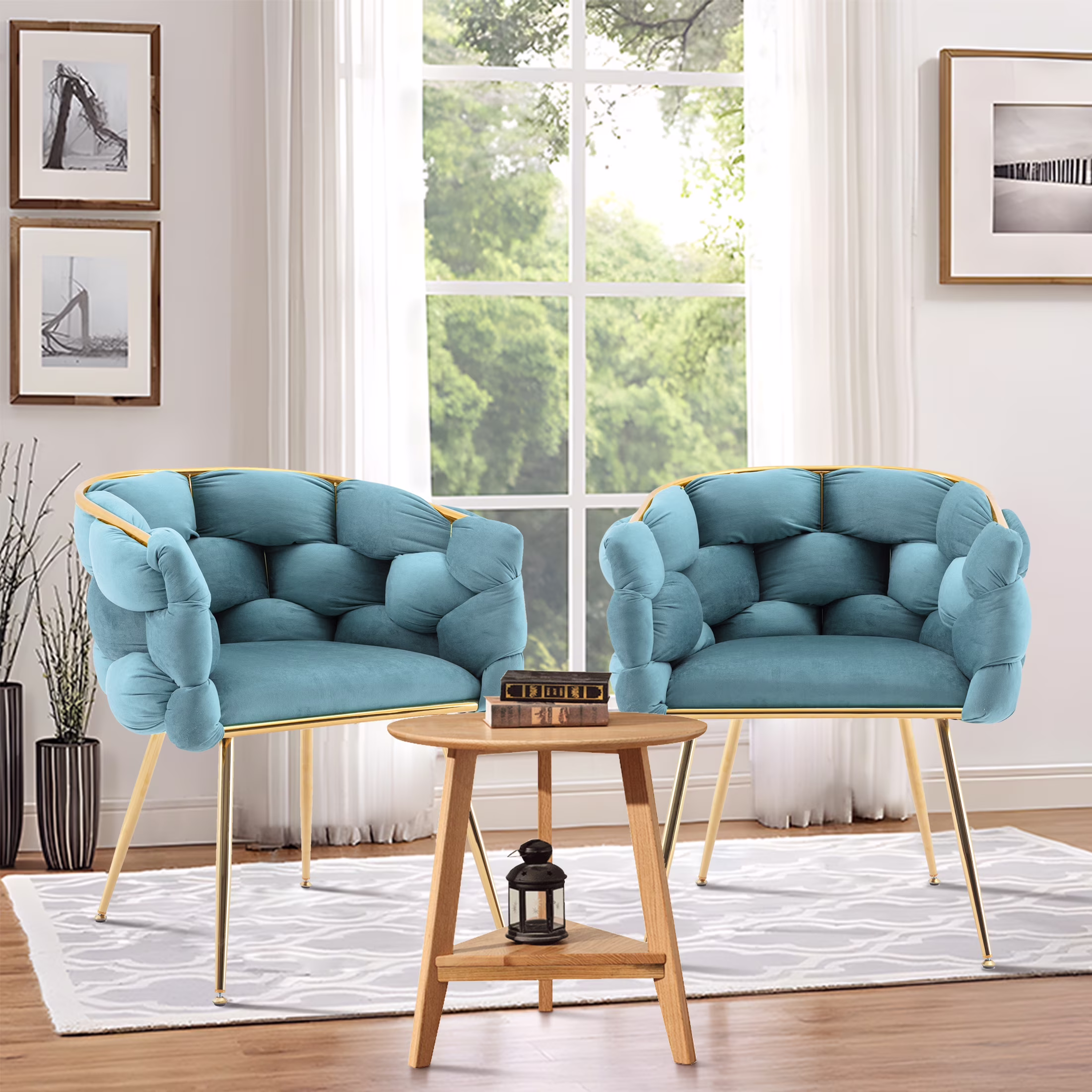 Sedona House Modern velvet sofa chair Set of 6, household dining chair simple dresser manicure back chair, for bedroom, dining room,restaurant, living room, Blue