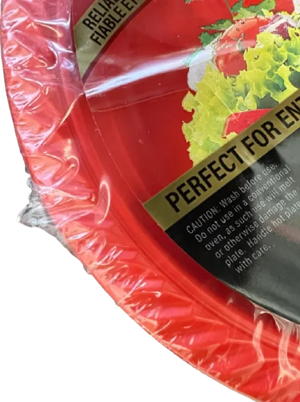Ideal Dining 10 Inches Disposable Red Plastic plates Good to use in Microwave : 300 Count