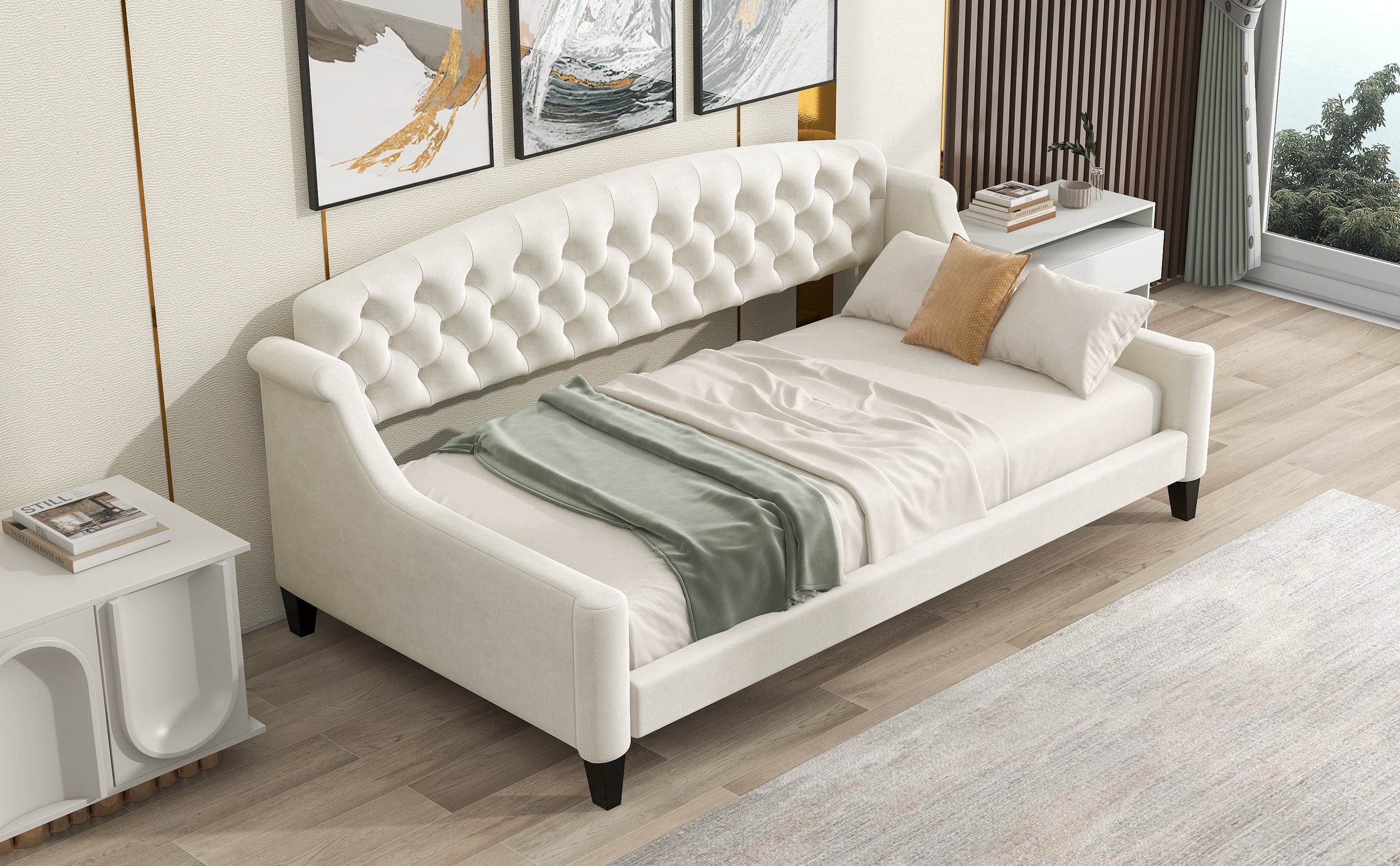 CoSoTower Modern Luxury Tufted Button Daybed,Twin,Beige