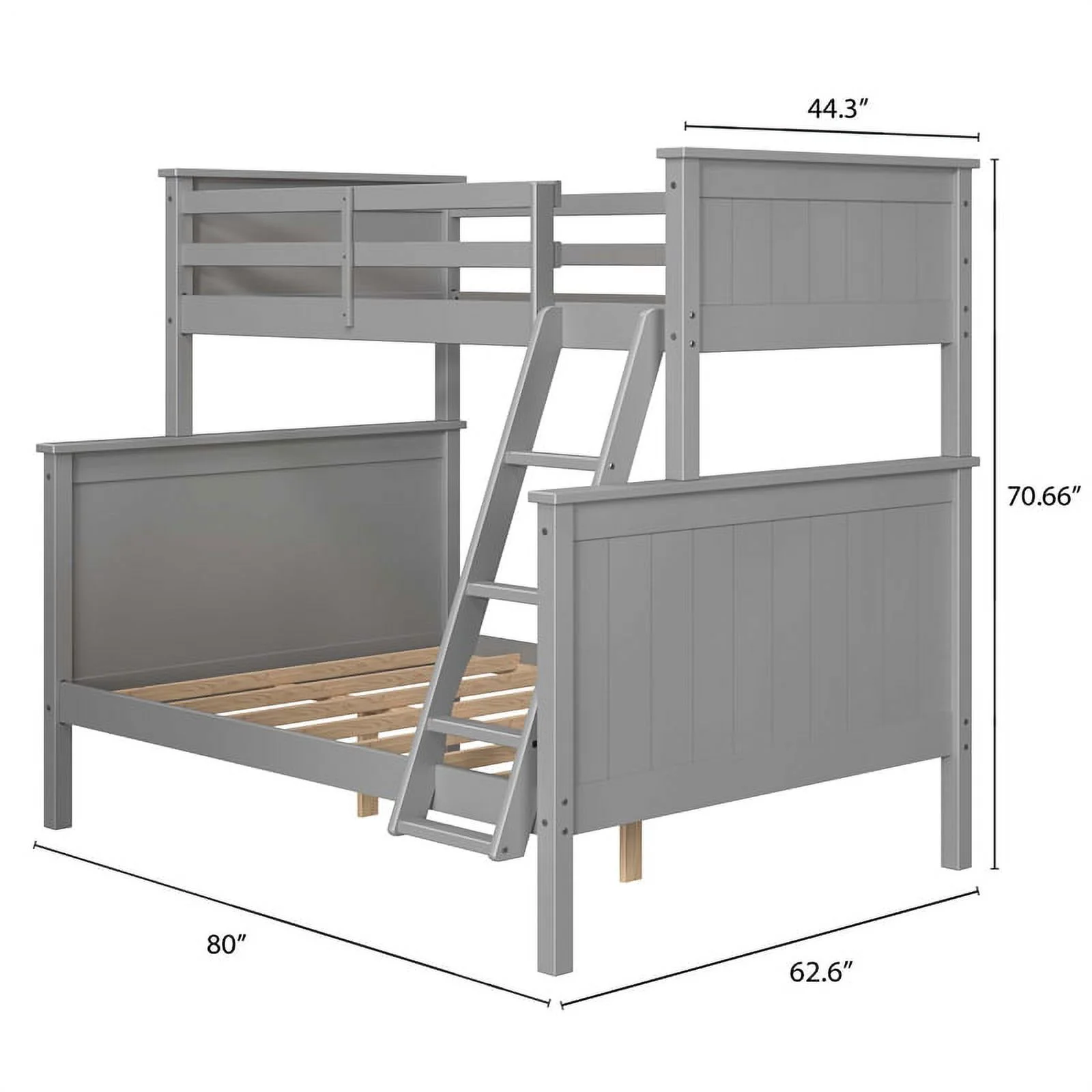 Linon Tilda Wood Twin over Full Bunk Bed in Gray