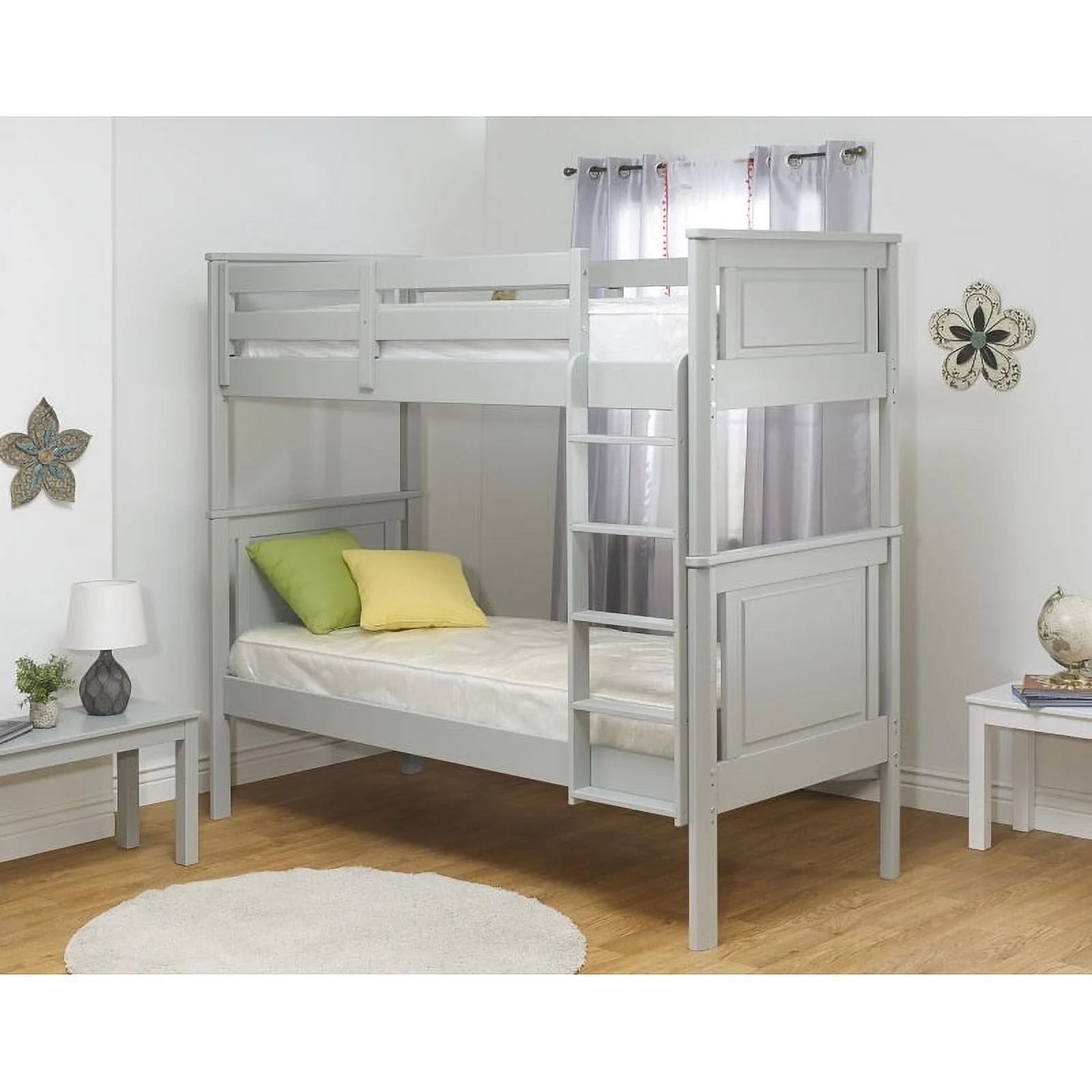 Orbelle Model 302 Twin over Twin Modern Solid Wood Bunk Bed in Gray